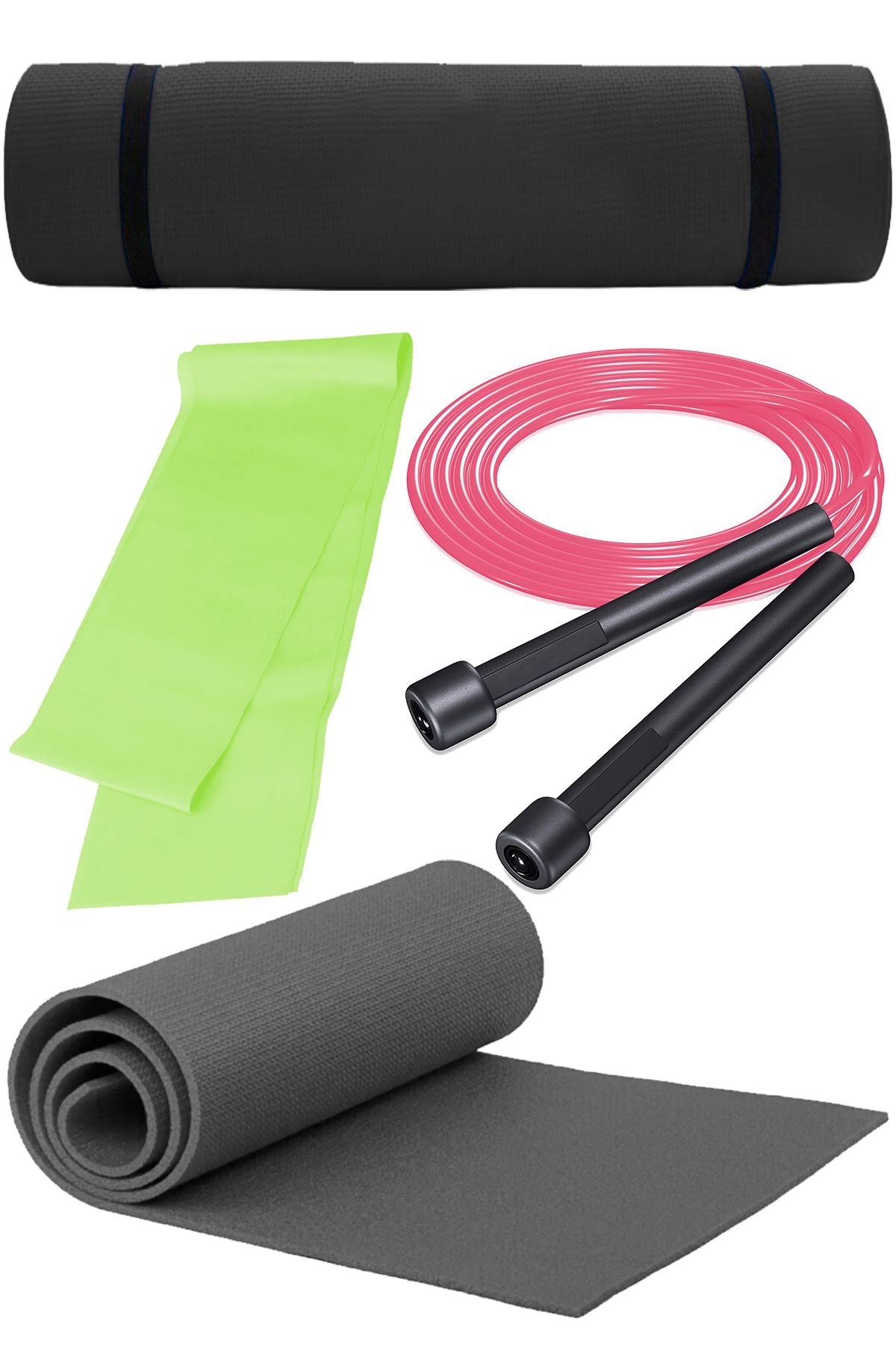 Elya Pilates Fırsat Pilates Seti 6mm Pilates Minderi Atlama Ipi Lateks 120 Cm Pilates Bandı 00123, One Size