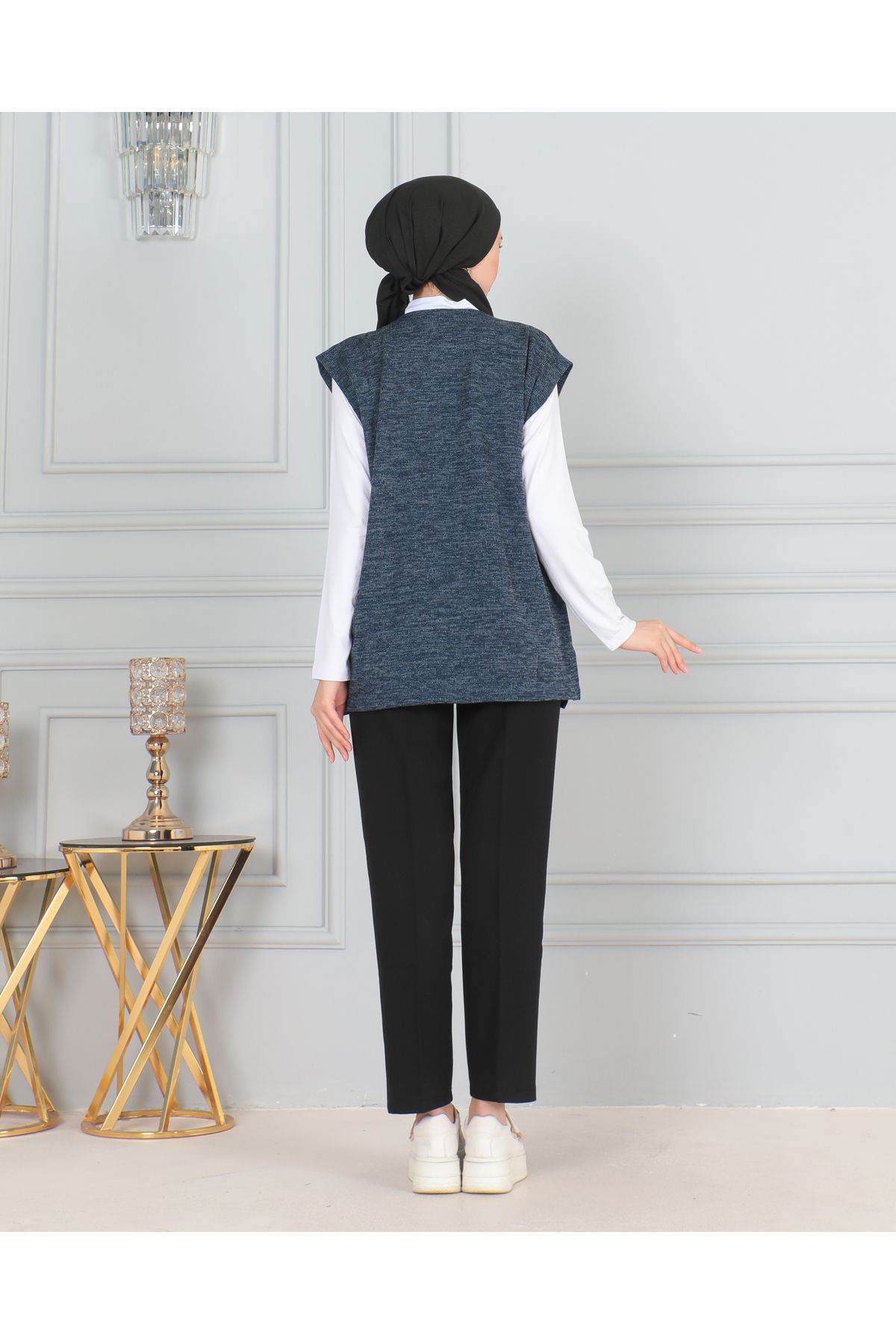 FATELLA-Women's Mother Short Patterned Winter Thin Buttoned Pocket Combed Cotton Vest Mother's Day 7