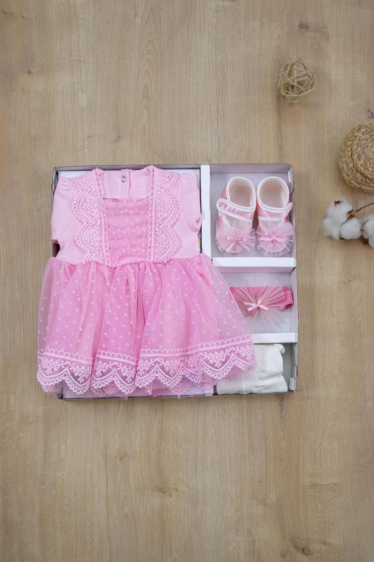 Sitilin Kız Bebek Mevlüt Elbisesi Gelinlik Fransız Dantelli Mevlit Takımı Bebek Mevlütlük Seti STL6839 fotoğrafı 4 (önizleme)