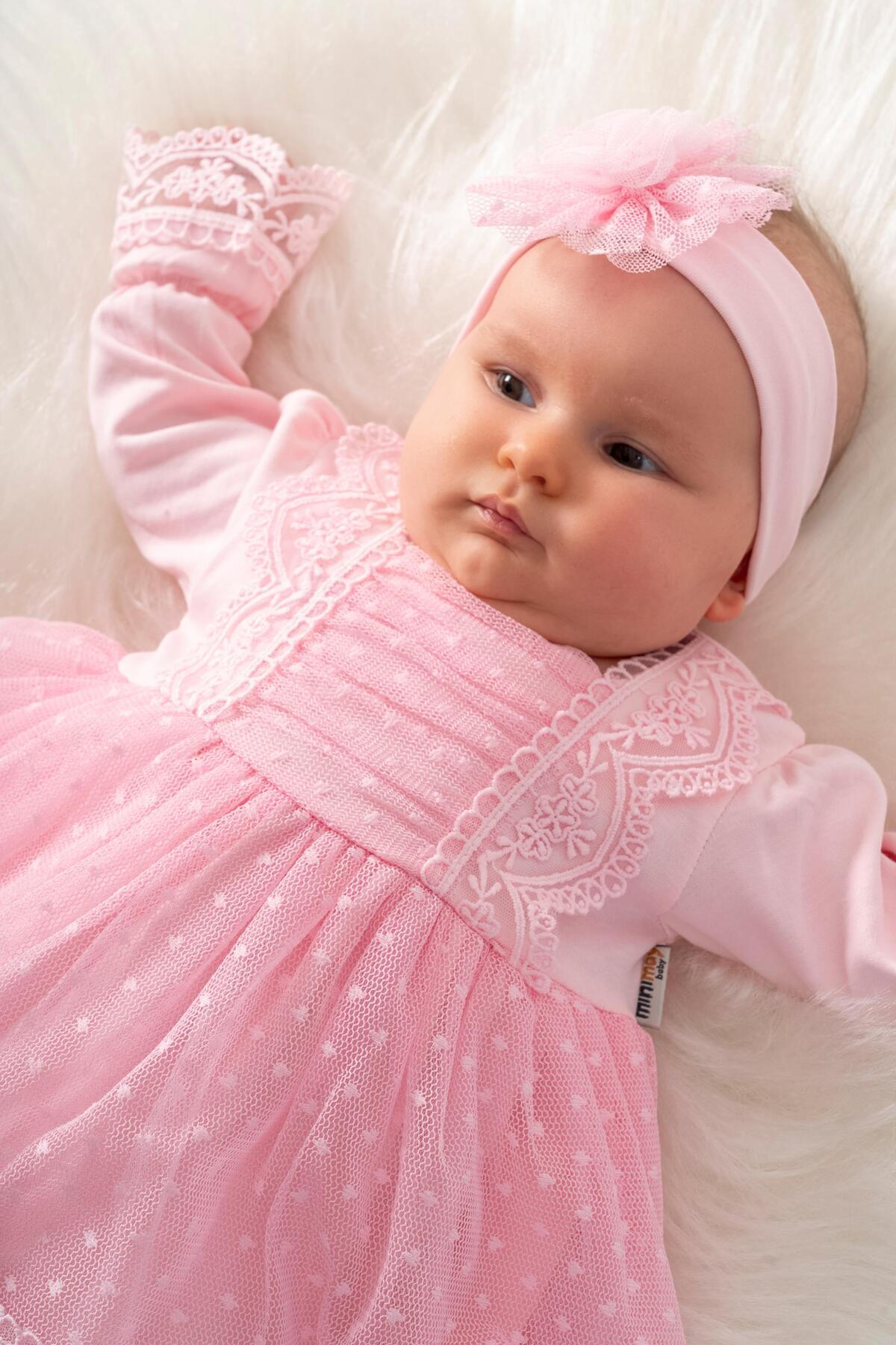 Sitilin Kız Bebek Mevlüt Elbisesi Gelinlik Fransız Dantelli Mevlit Takımı Bebek Mevlütlük Seti STL6839 fotoğrafı 3 (önizleme)