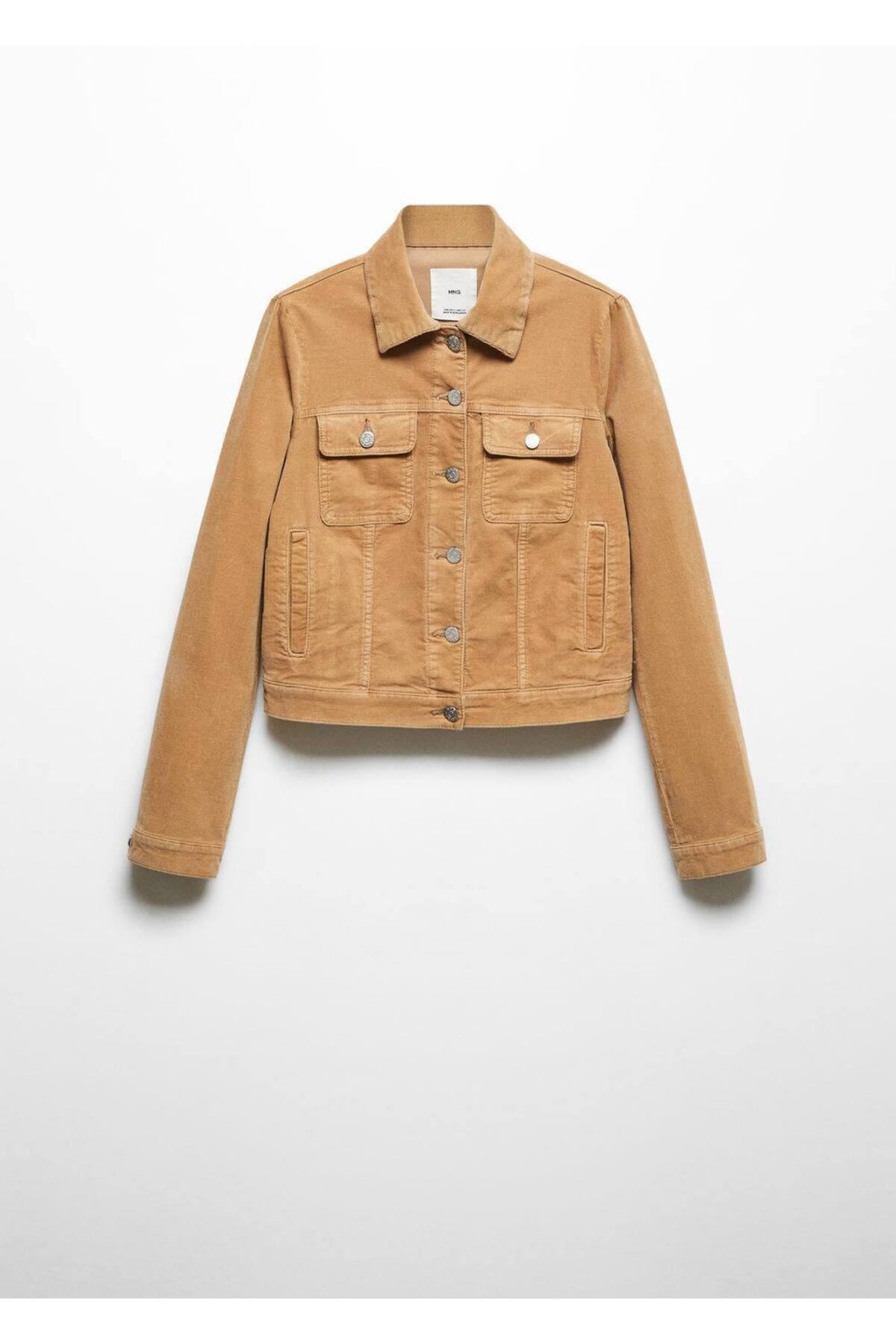 MANGO Woman-Corduroy Jacket with Fur Collar 5
