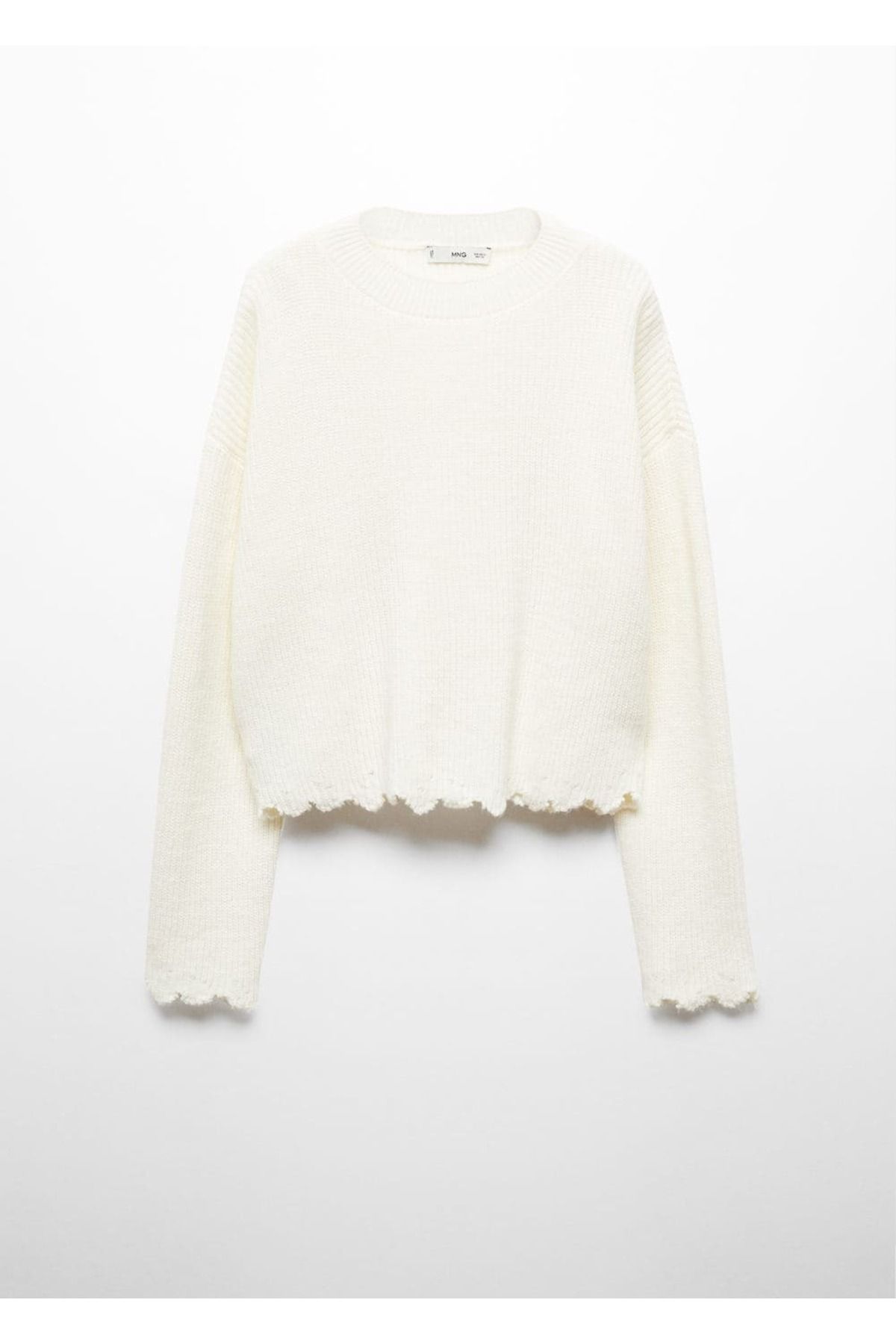 MANGO Woman-Round Neck Cotton Linen Knitwear Sweater 3