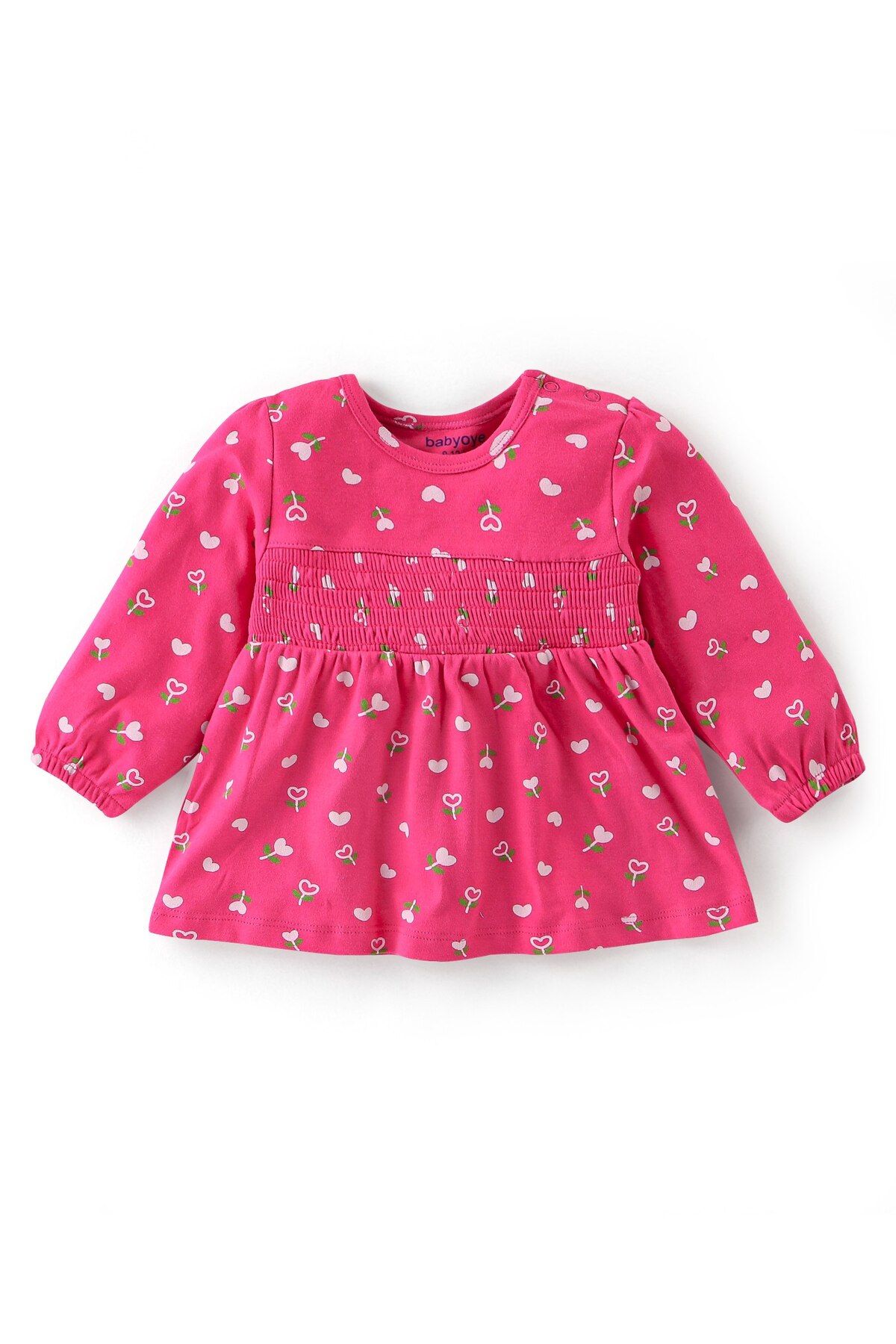 Babyoye-Eco Conscious 100% Cotton Full Sleeves Top & Legging Heart Print - Pink & White 2