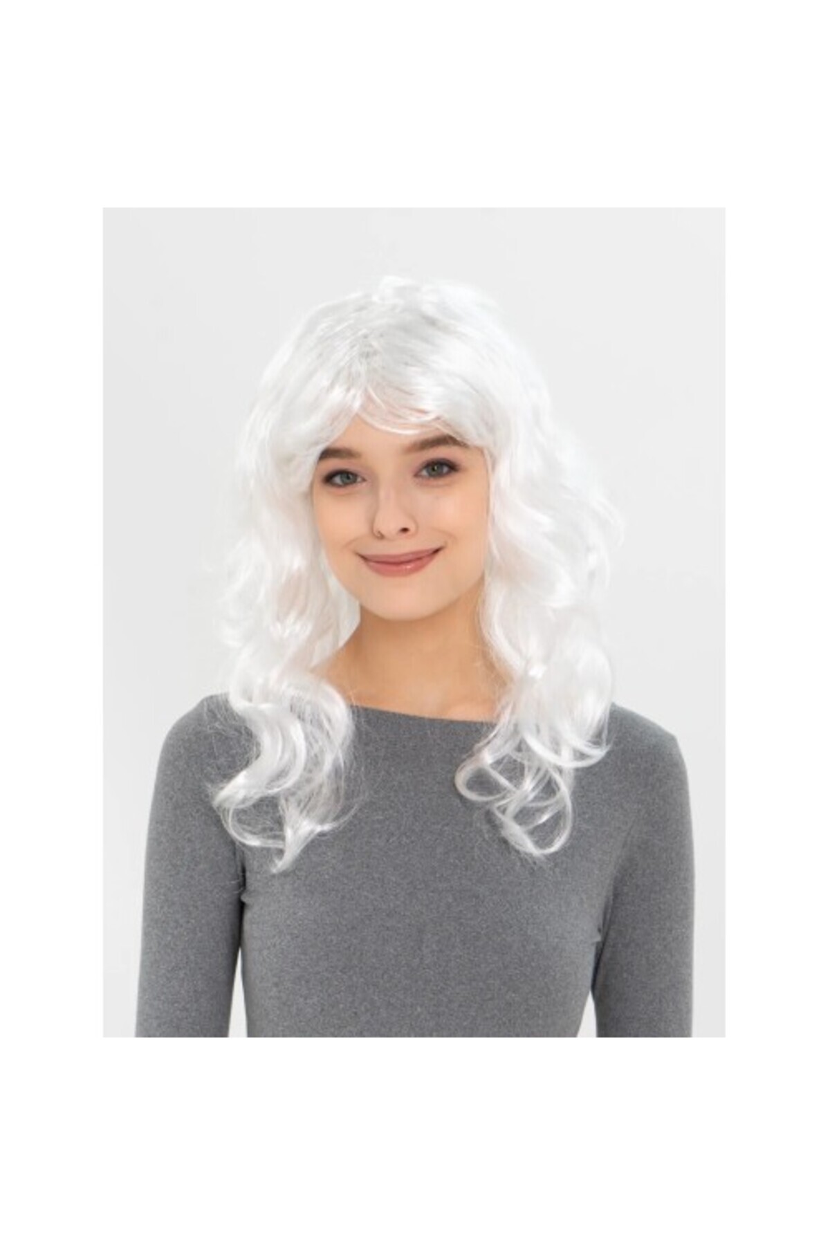 Cosmos e-ticaret Beyaz Renk Kahküllü Dalgalı Uzun Parti Peruğu