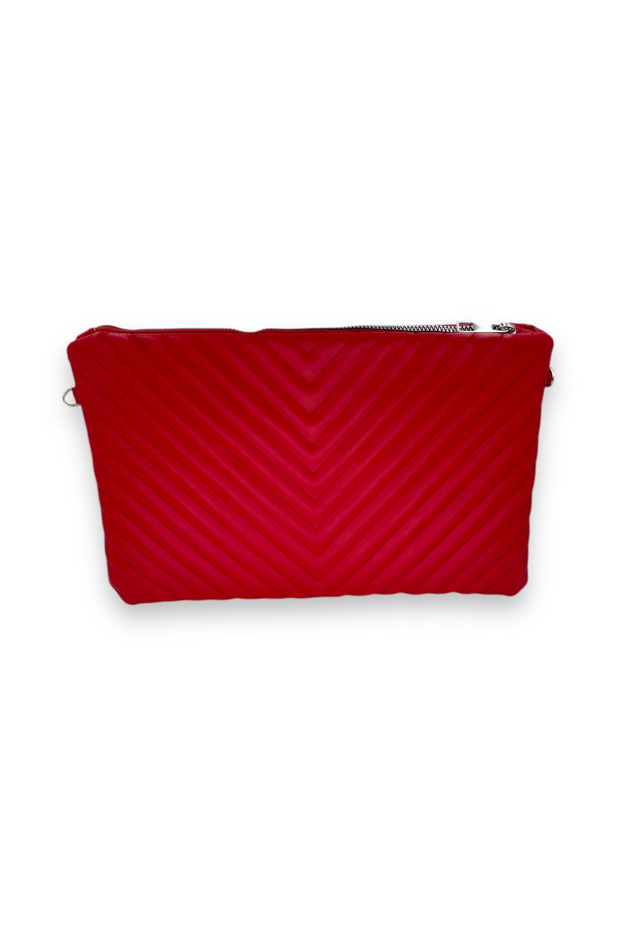 Biçanta Clutch Portofoliu Roșu Cu Model Mat Din Piele Mată - Curea Cu Lanț Femeie - One Size