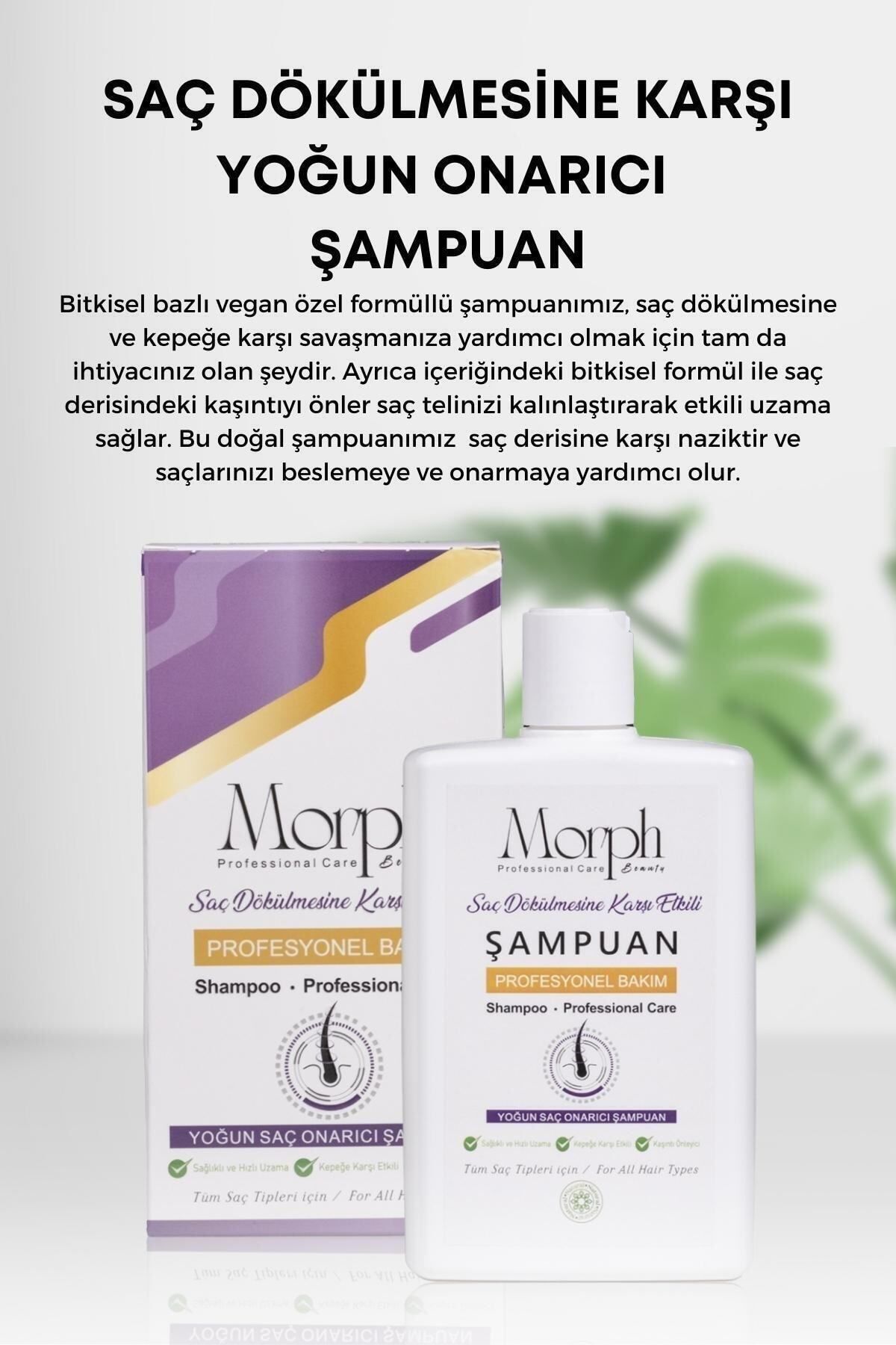 morphbeauty Bitkisel, Sülfatsız Tuzsuz Saç Dökülmesine Karşı Kepek Karşıtı Yoğun Onarıcı Şampuan 400 ml-3