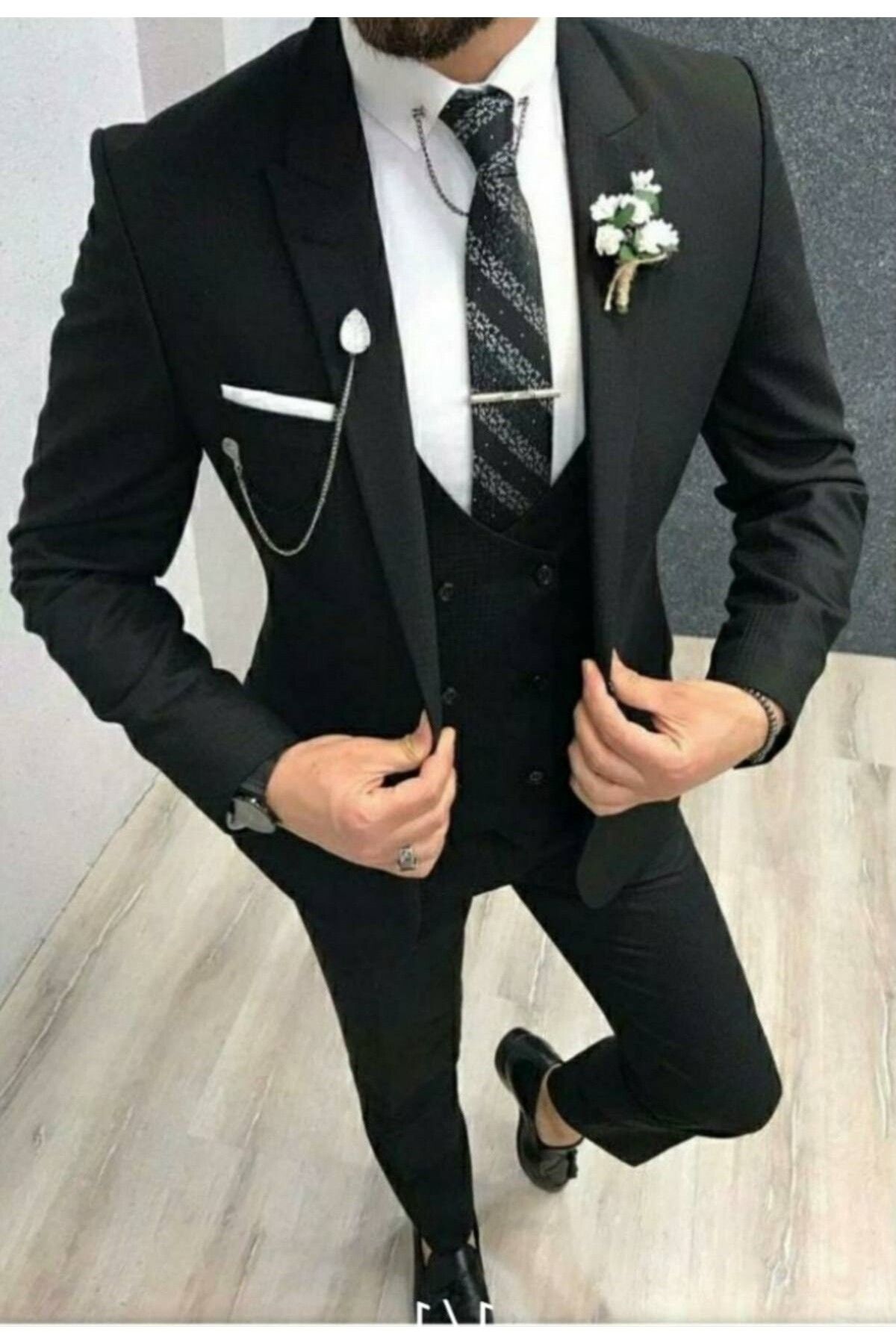 sarprun fashion Slim Fit Dar Kesim Yelekli Takım Elbise