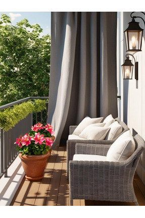Lunoria Smoke - Düz Antrasit Gri Branda Balkon Perdesi