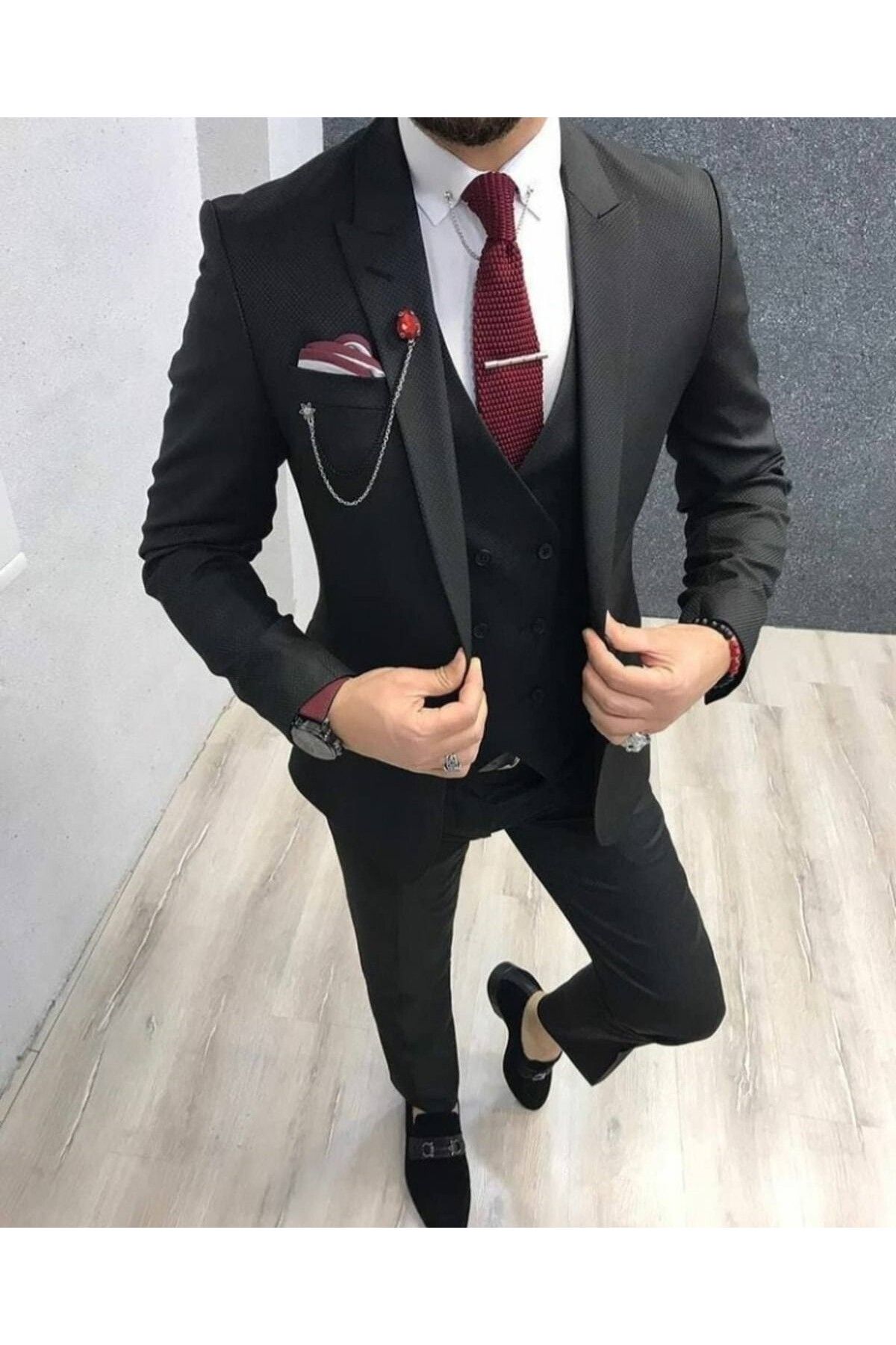 sarprun fashion Yelekli Dar Kesim Slim Takım Elbise