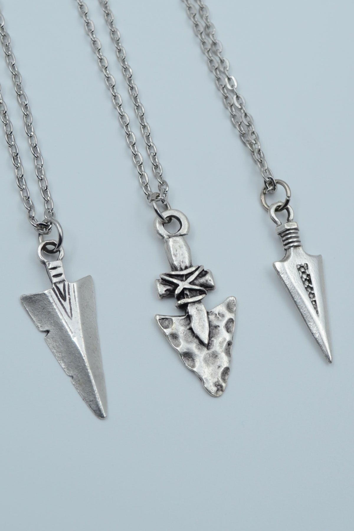 Rukişin Takı Dünyası-Set of 3 Antique Arrowhead Triagle Patterned Arrowhead Necklace - Product Code: 1227 1