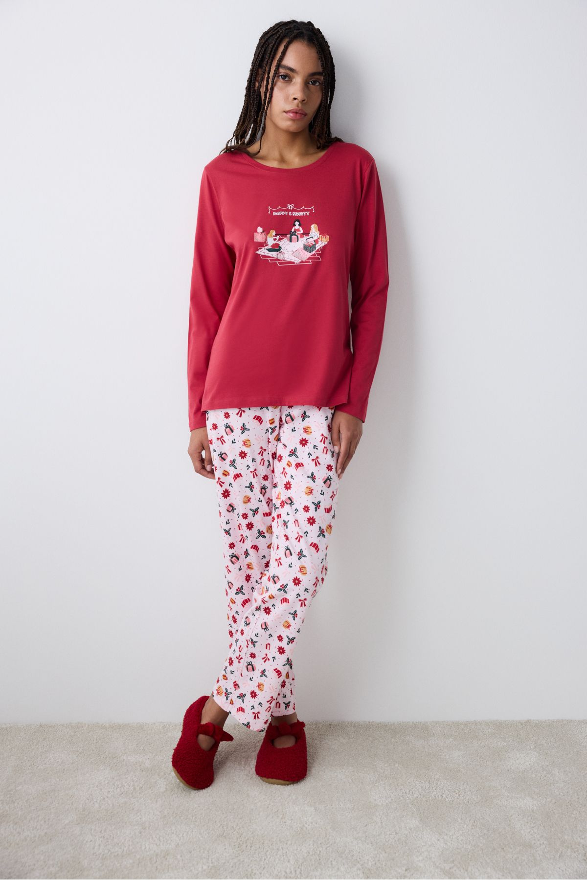 Penti-Happy&Merry Red Pants Pajama Set 3