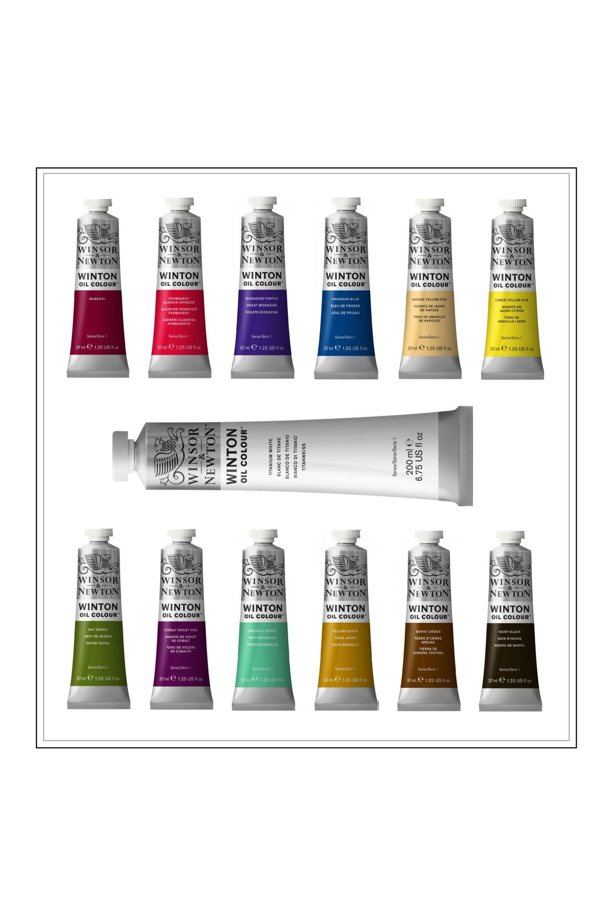 Winsor Newton Winsor & Newton Winton 12 Renk 37ml 200 Ml. Titanium White Premium Yağlıboya Seti Winton 12 1