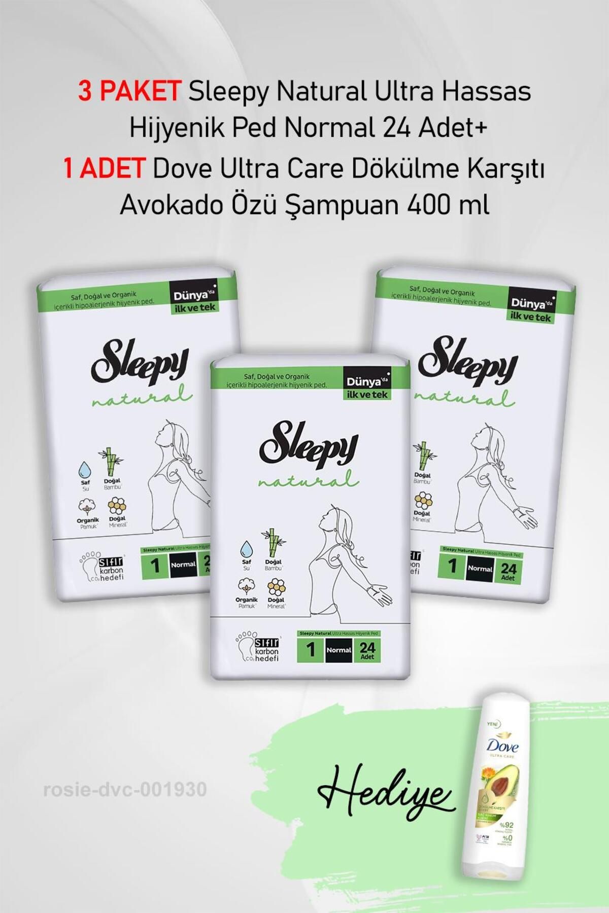 Sleepy Natural Hijyenik Ped Normal 24 Adet X 3 ve Dove Avokado Özü 400 ml