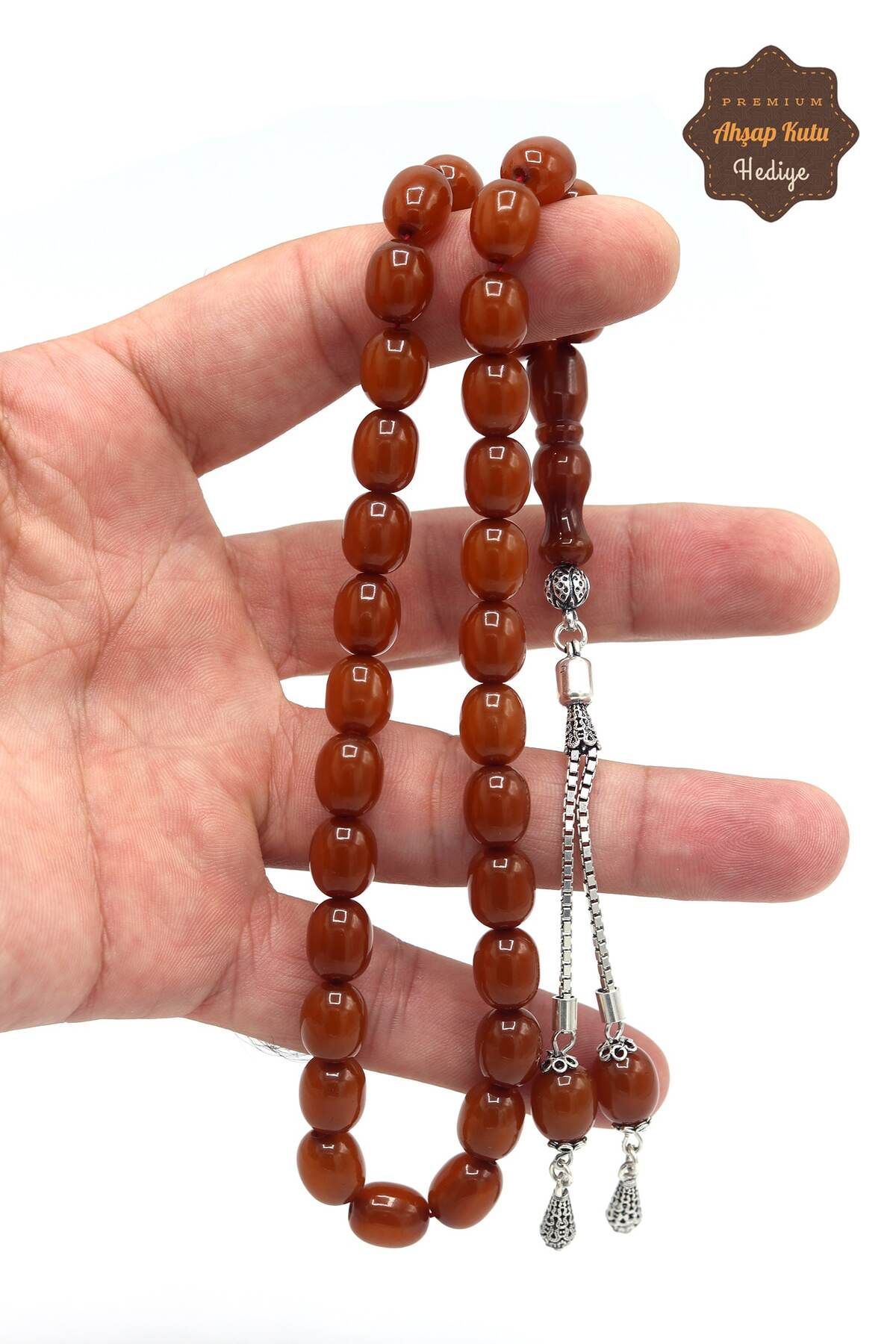 Midyat Nurtaş Gümüş-Honey Egg Cut Silver Tufted Crimped Amber Rosary 201023464 5