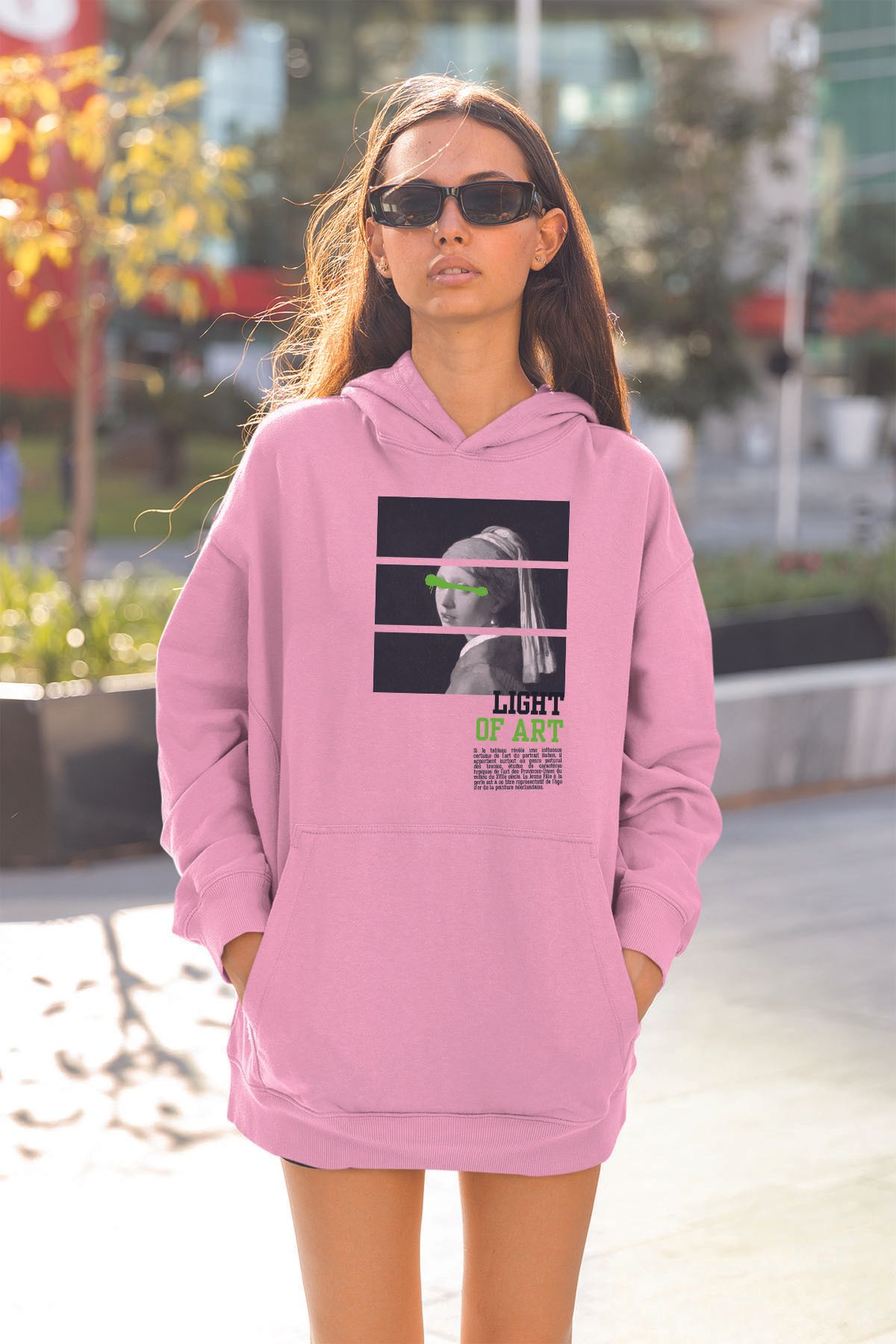 ADABEBEK İnci Küpeli Kız Baskılı Kapşonlu Sweatshirt 22660