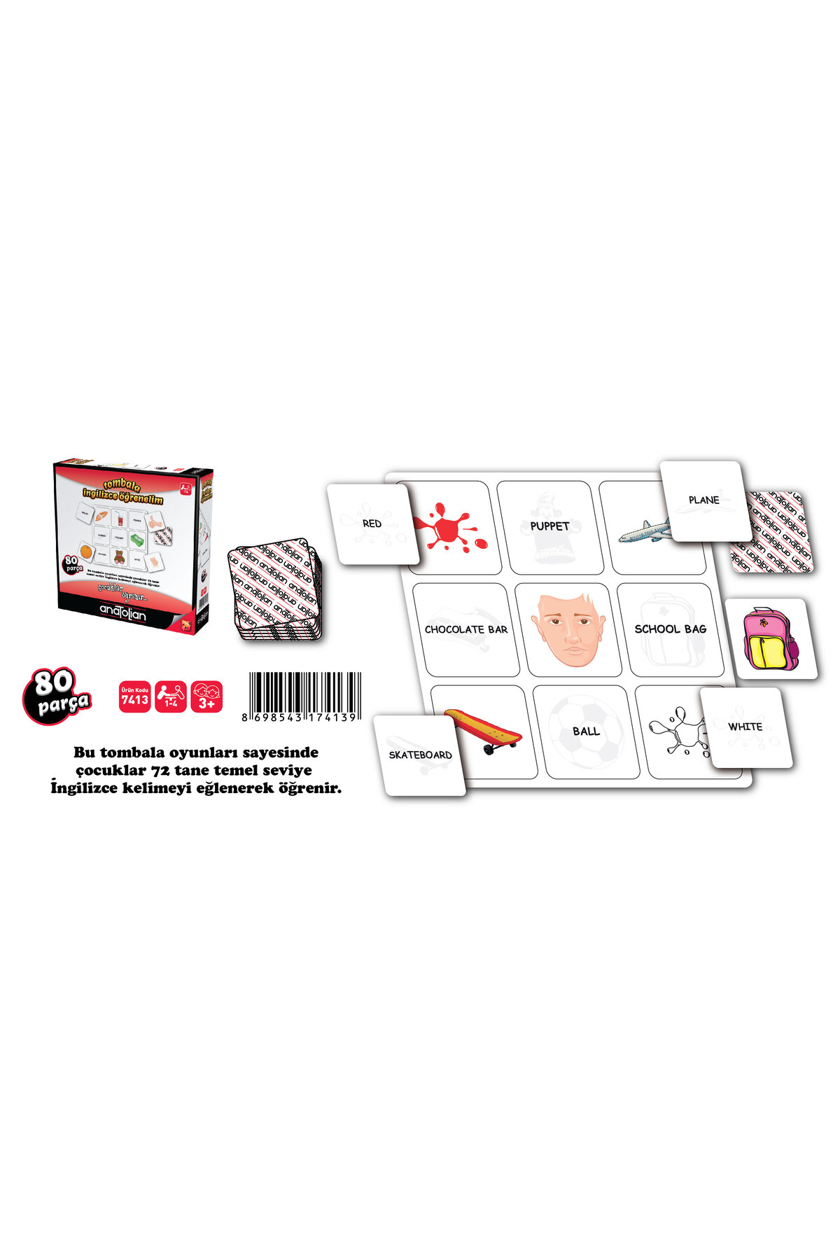 بیایید انگلیسی یاد بگیریم - بازی آموزشی ۸۰ تکه بینگو ۷۴۱۳