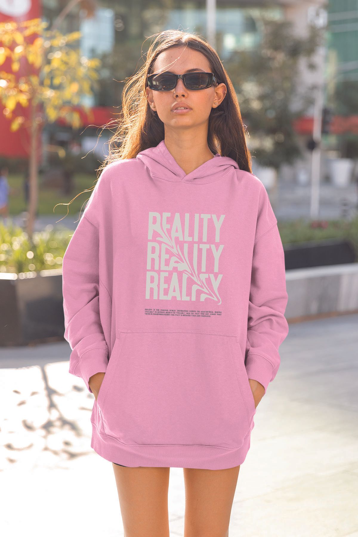 ADABEBEK Reality Baskılı Kadın Kapşonlu Yaka Sweatshirt 22661