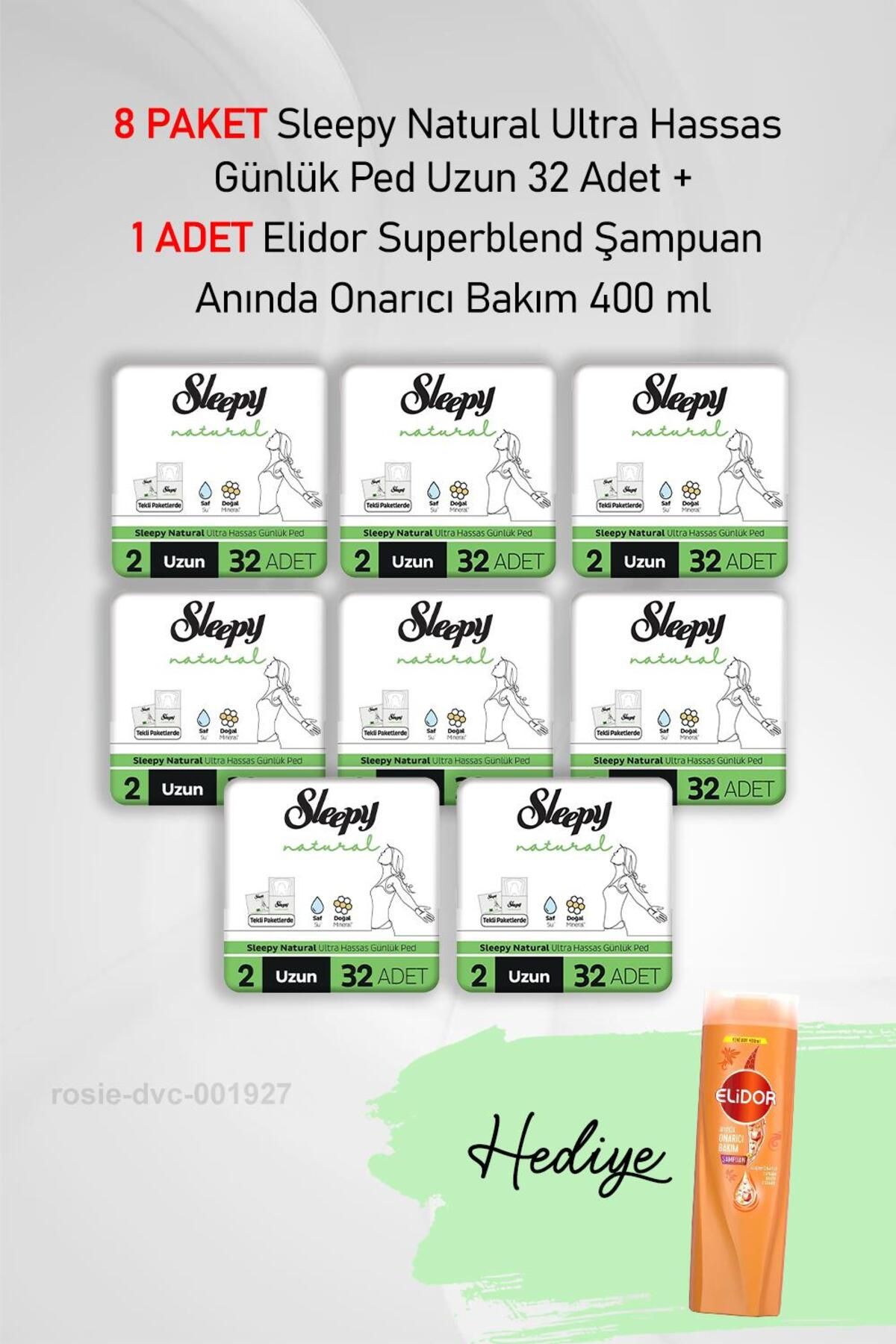 Sleepy Natural Ultra Hassas Günlük Ped Uzun 32 Adet X 8 Ve Şampuan 400 Ml