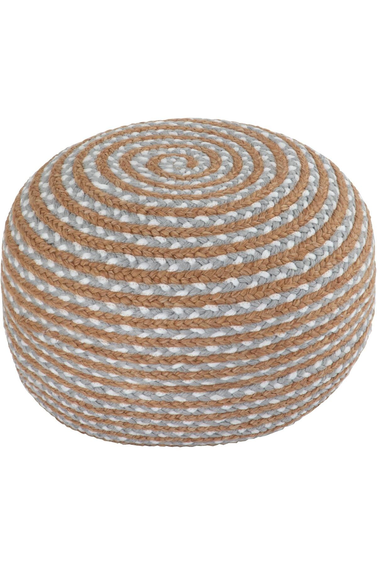 dekorist-Runder osmanischer Pouf Fußhocker Jute Pouffe Hocker Sitzkissen Boho Home Decor Extra Sitzgelegenheit P 1