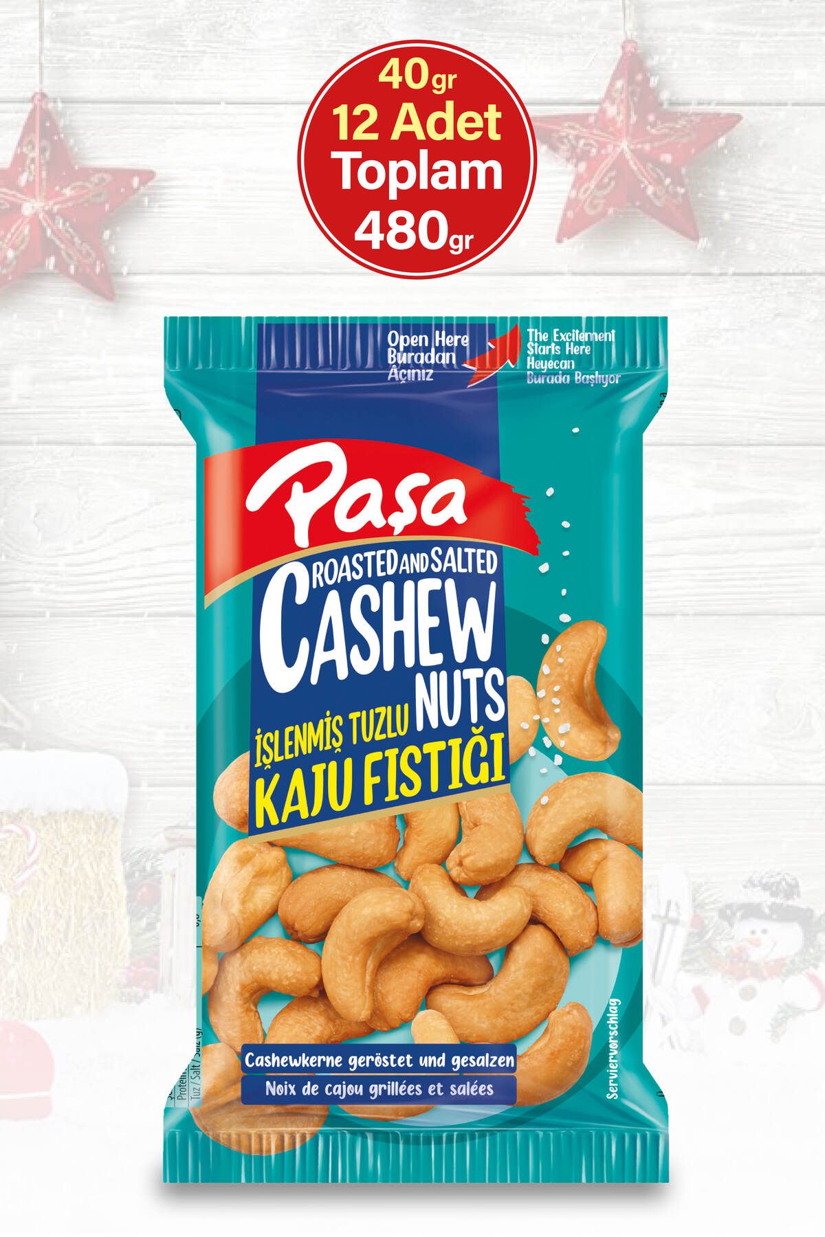 Paşa Kuruyemiş Kaju Fıstığı 40 Gr. X 12 Adet (1. KALİTE)