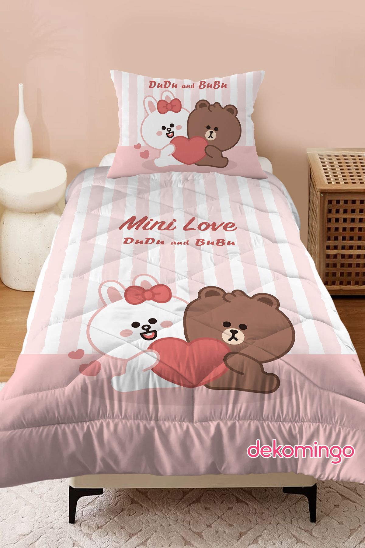 dekomingo Cuverturi Matlasate Dudu Și Bubu Cu Model Mini Love - One Size