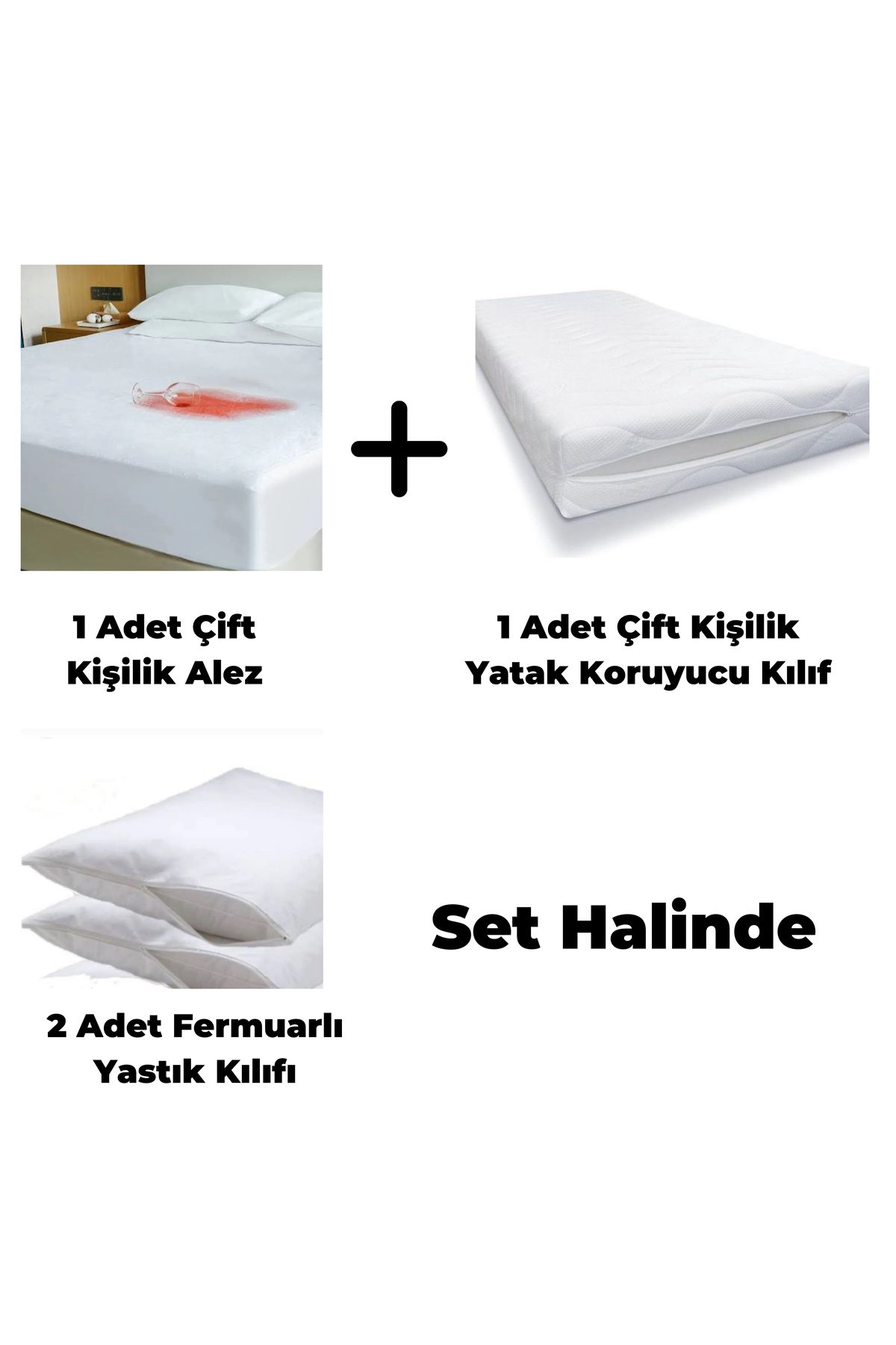 tıklasepetim Yatak Koruyucu Set Yastık Kılıfı Dahil