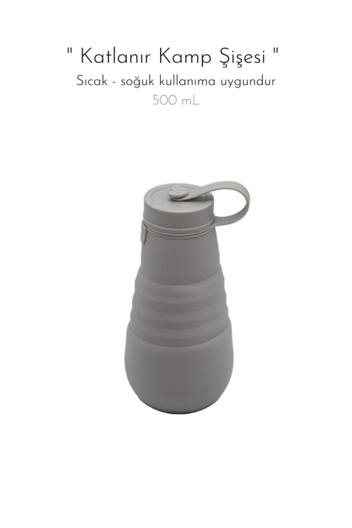 fitmart Katlanır Kamp Şişesi - Sıcak / Soğuk Kullanıma Uygundur - 500 Ml