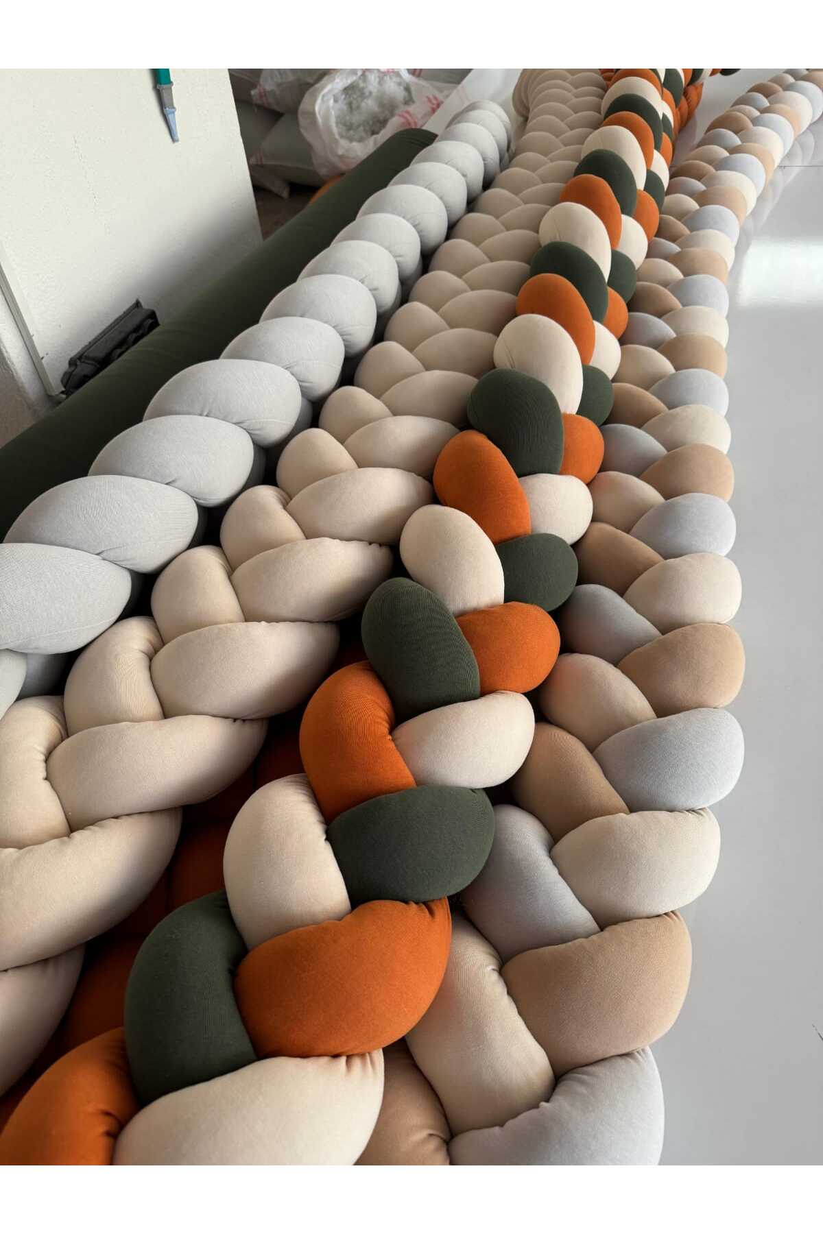 düğüm yastık 500 Cm 3 Örgü Bej Beşik Korumalık ( 90 X 190 Yataklara Uygun ) fotoğrafı 4 (önizleme)