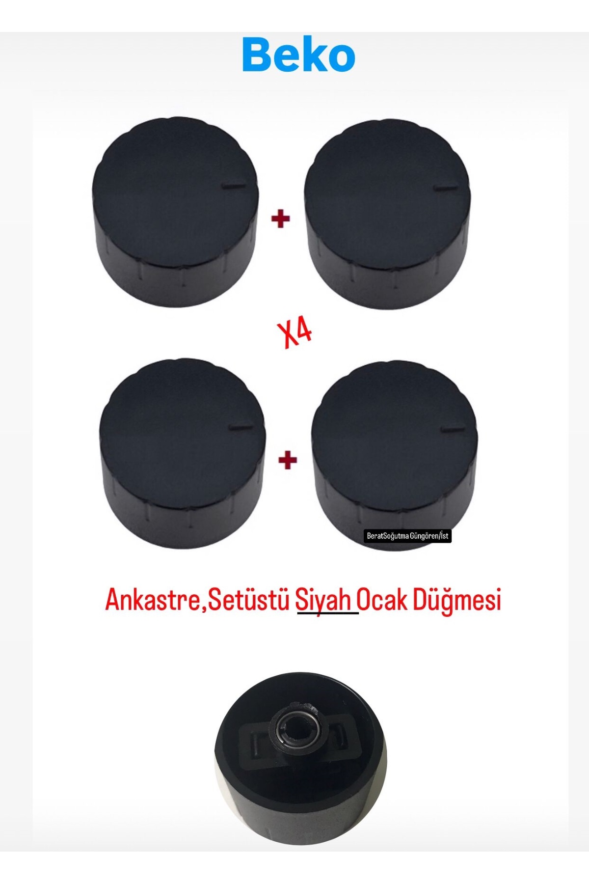 Beko Setüstü Ankastre Ocak Düğmesi Siyah Düğme Takımı Seti