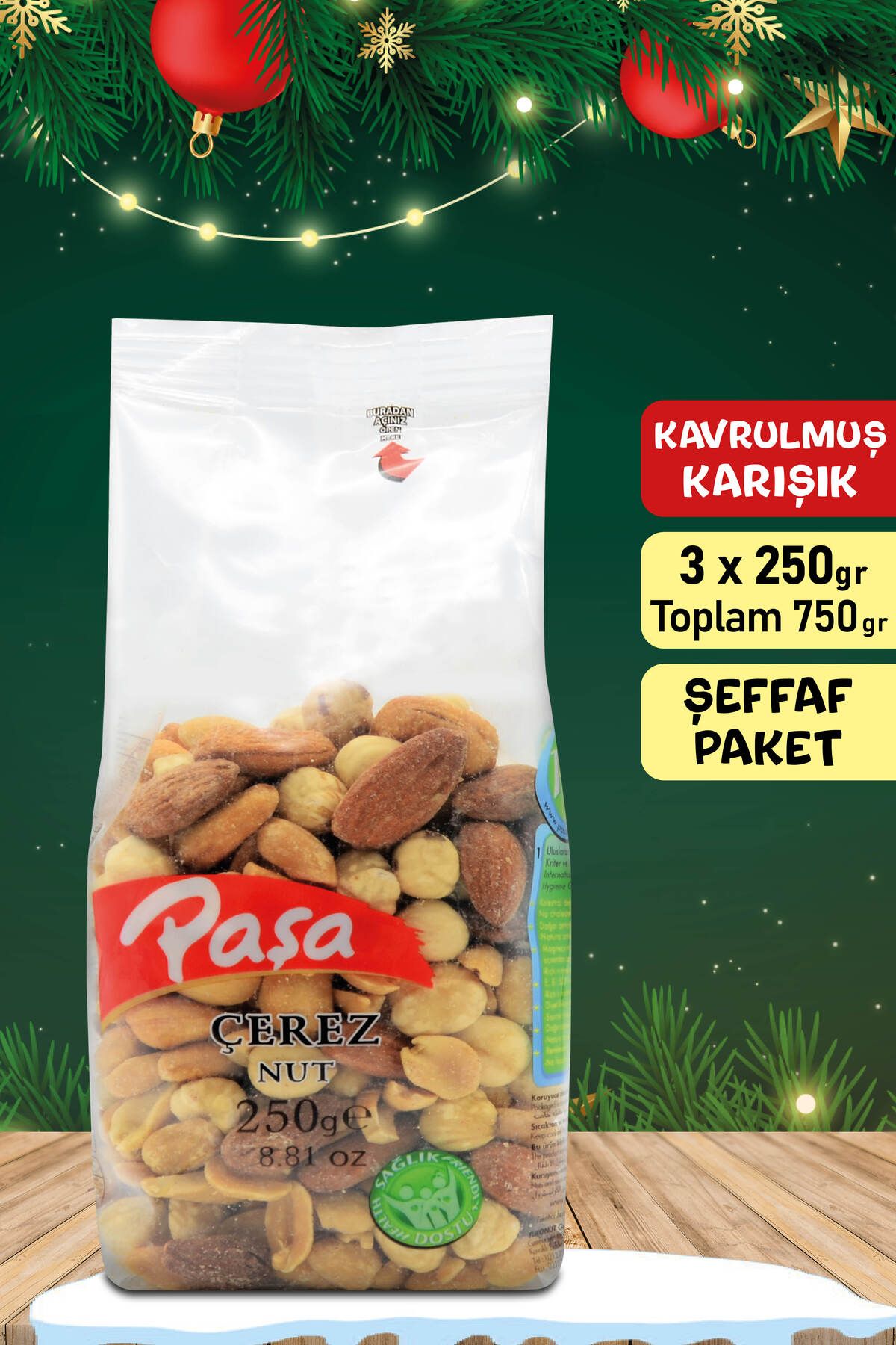 Paşa Kuruyemiş Kavrulmuş Karışık Kuruyemiş 250 gr X 3 Adet (TOPLAM 750 GR)