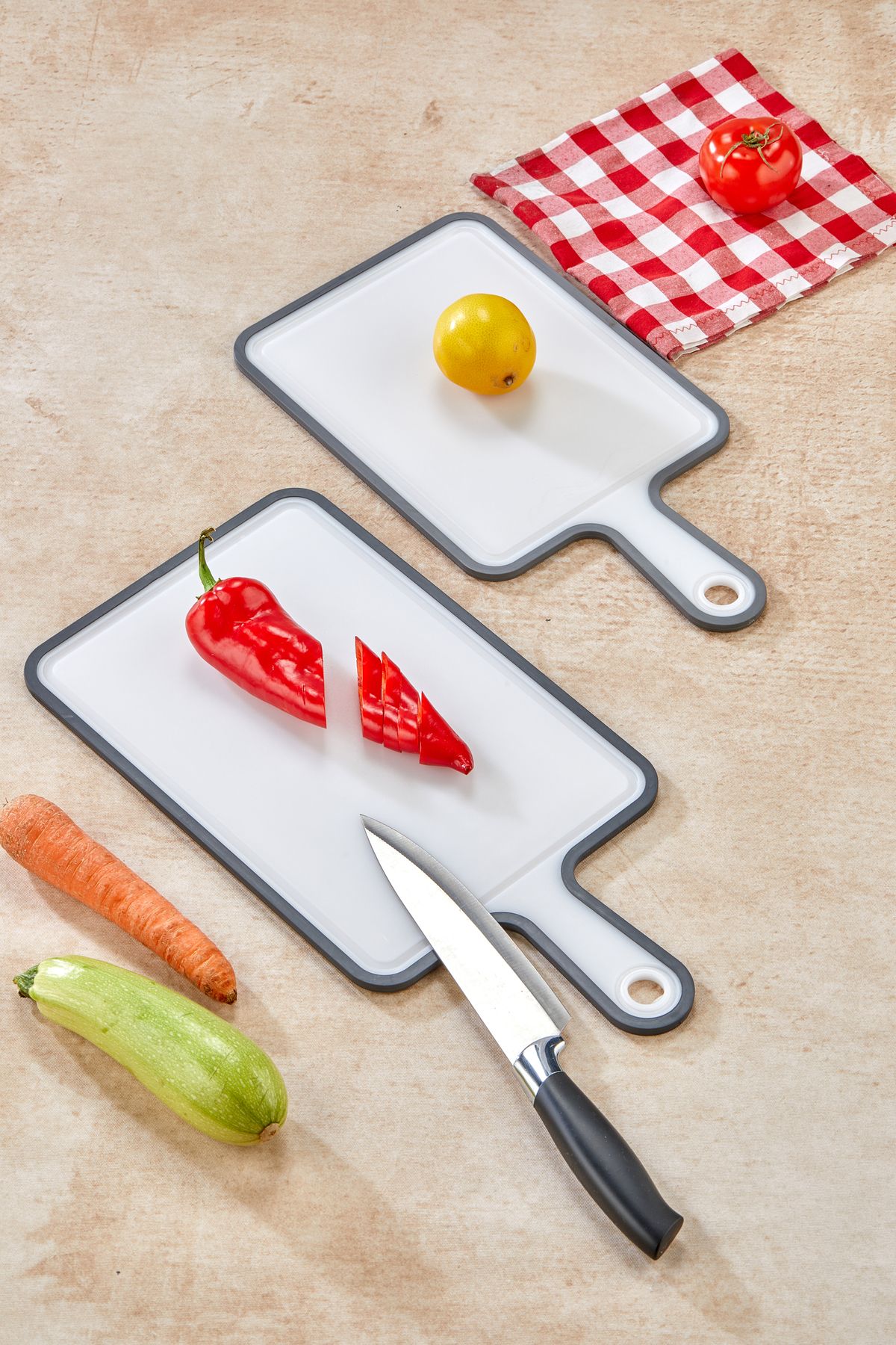 Poomy-Set of 2 Anti-Slip Cutting Boards - 24Cmx19Cm and 30Cmx21Cm 2