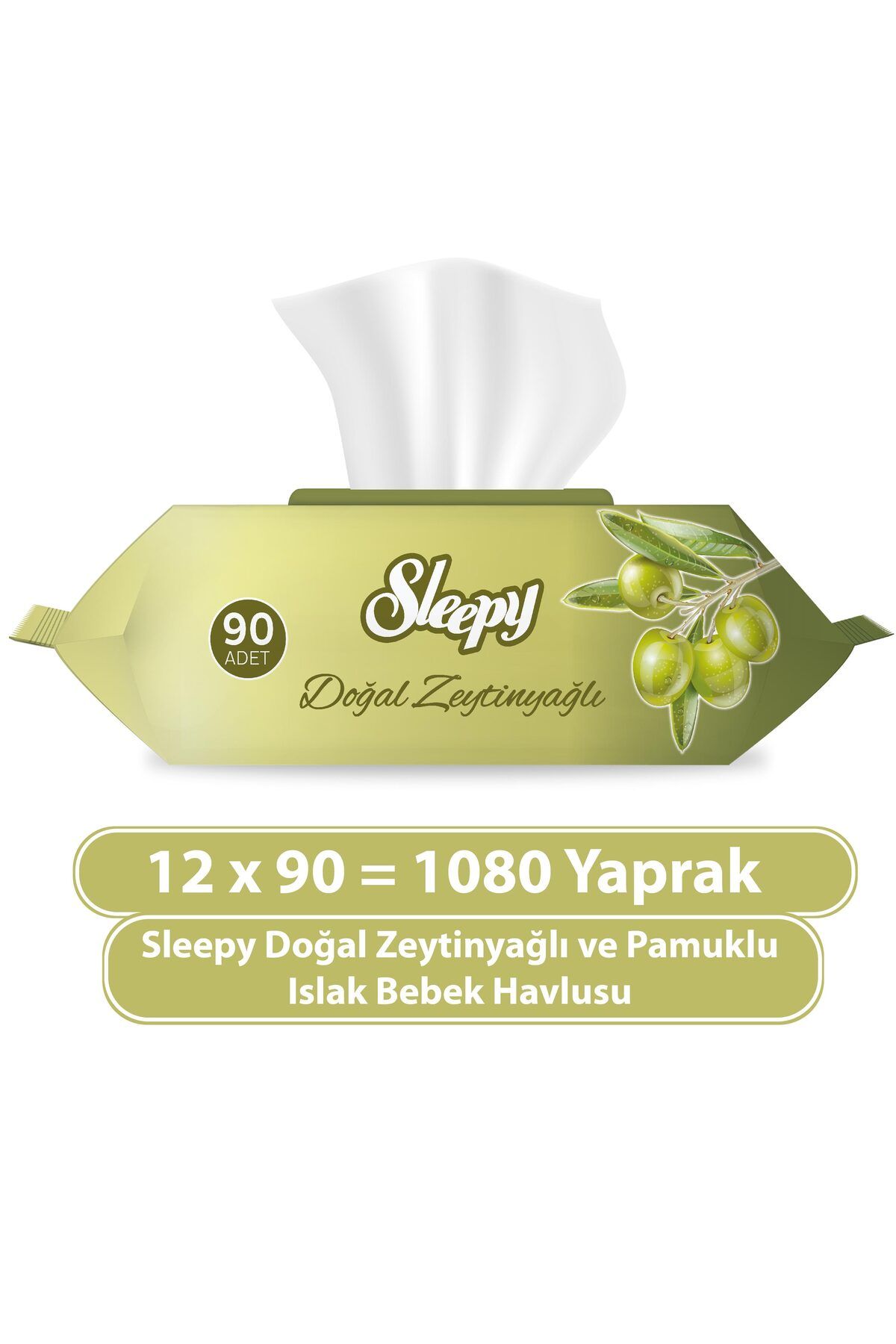 Sleepy Doğal Zeytinyağlı Ve Pamuklu Islak Bebek Havlusu 12x90 (1080 YAPRAK)