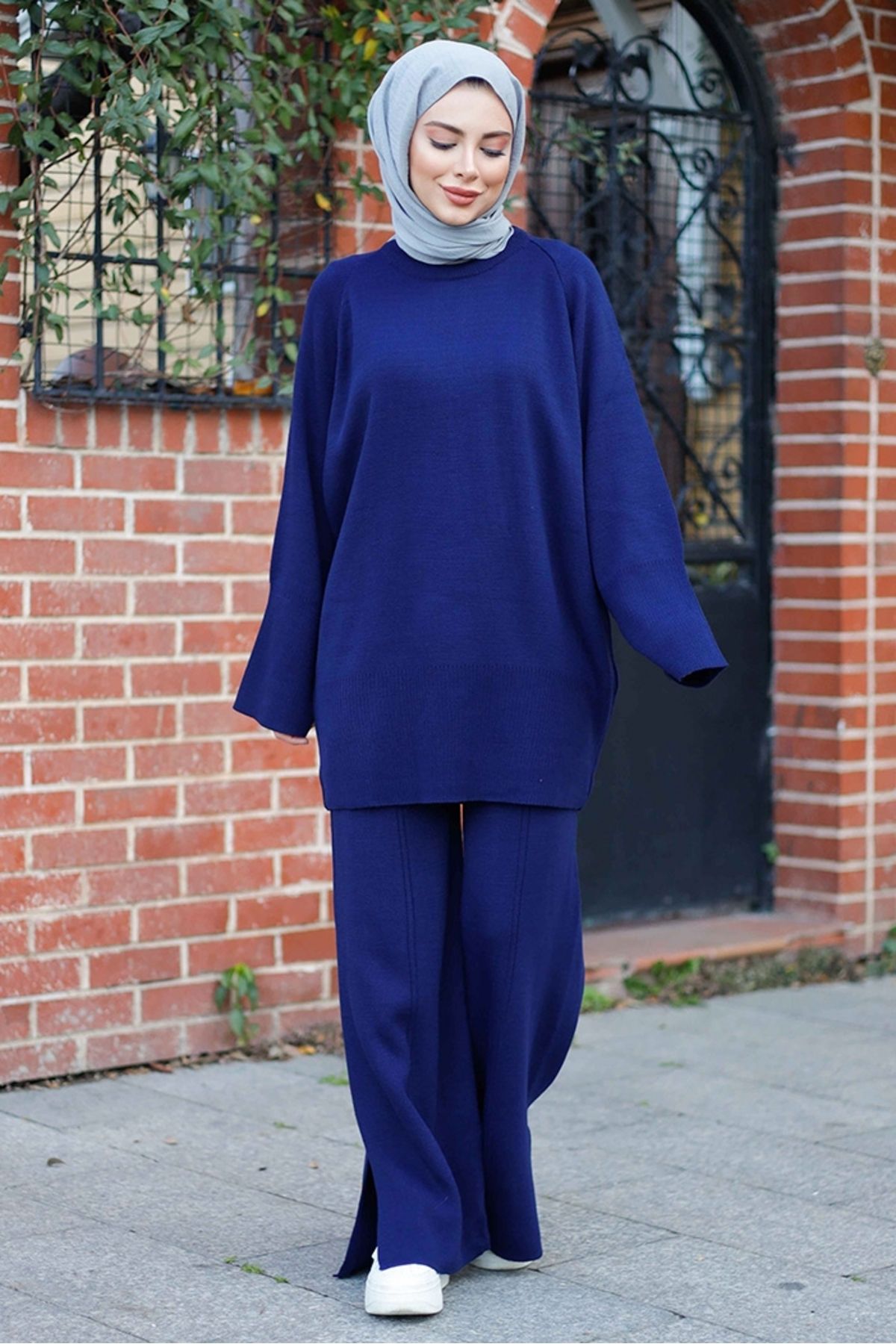 Bestenur-Velay Tunic Trousers Knitwear Set 1289 - Navy Blue 3