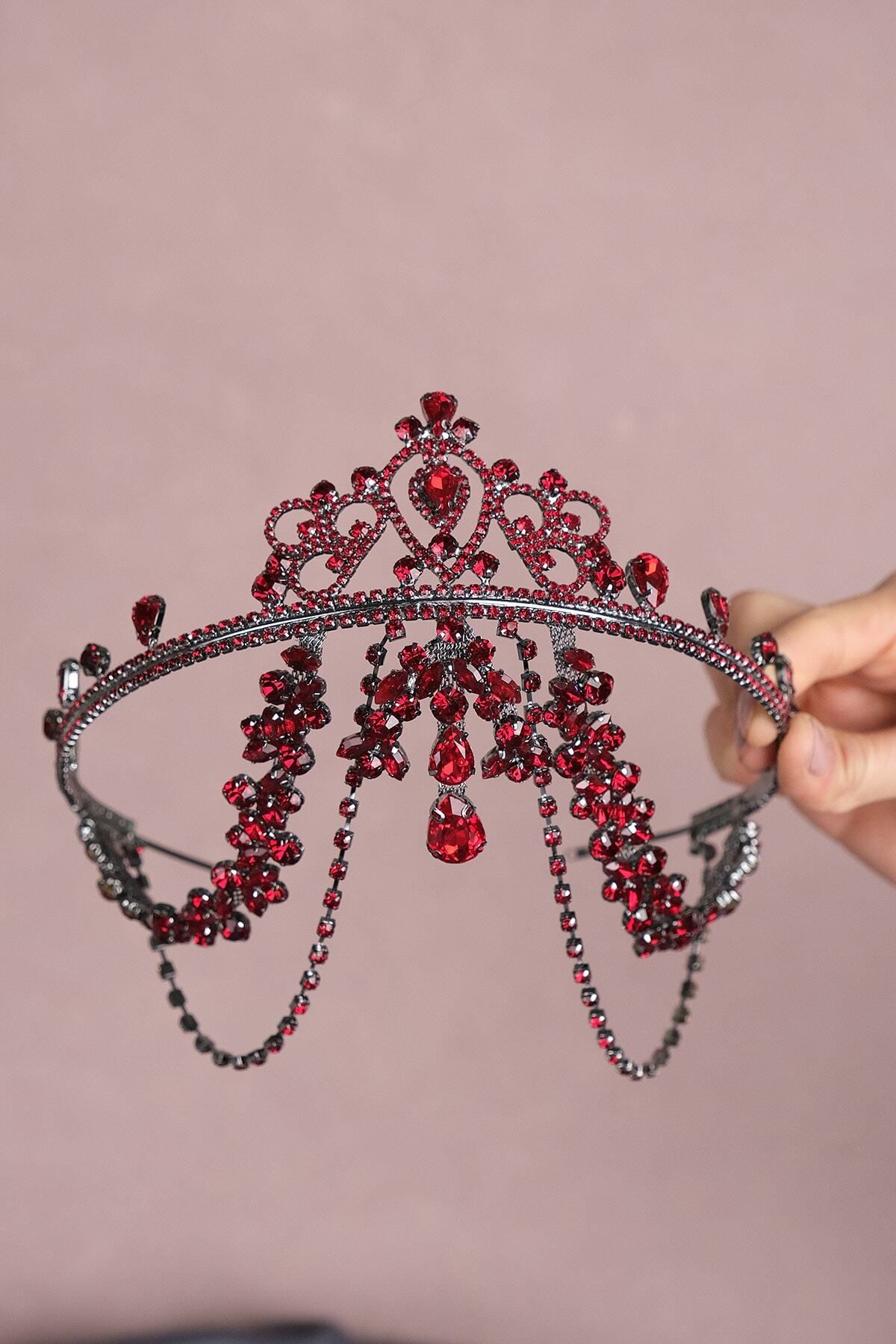 Hayalperest boncuk-Hürrem Fringed Frontlet Bridal Henna Crown 1