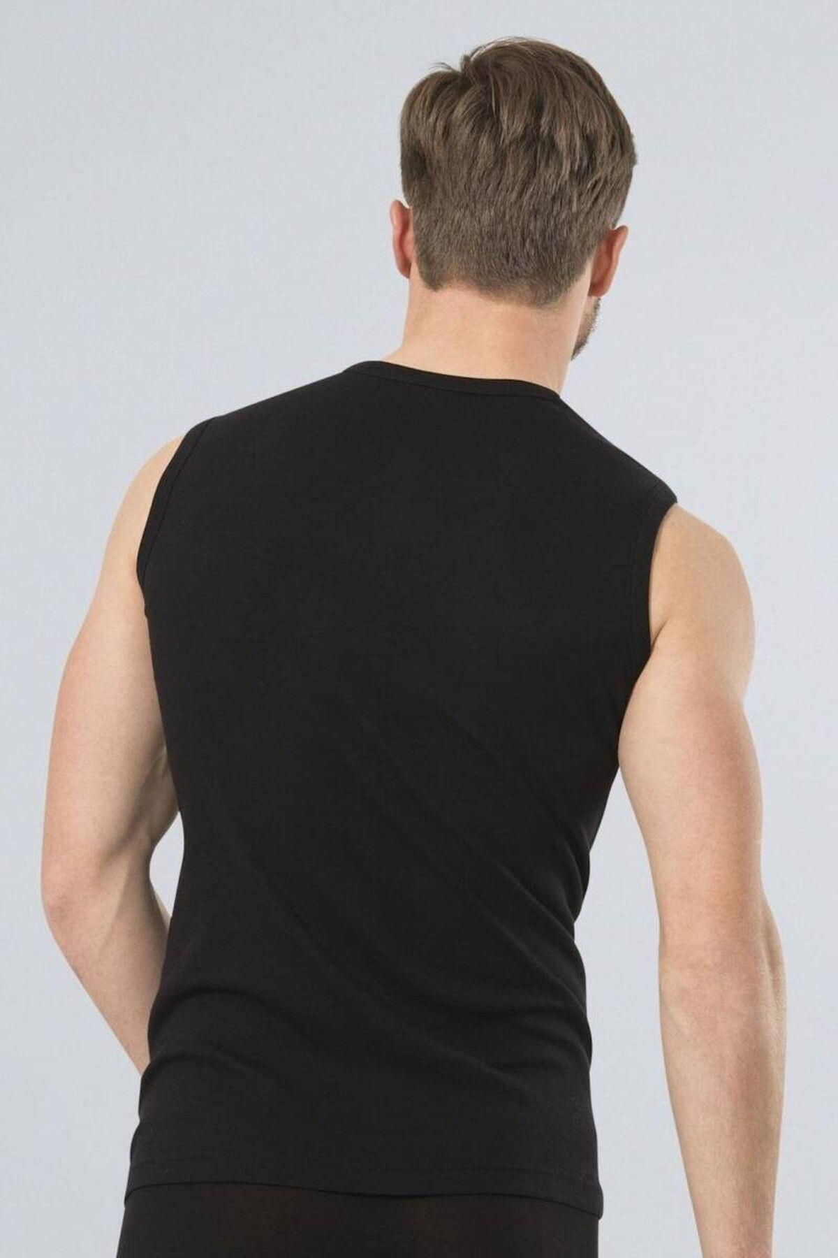 TÜREN-Türen Men's Sports O Collar Undershirt (2 Pack) 134/Black 4