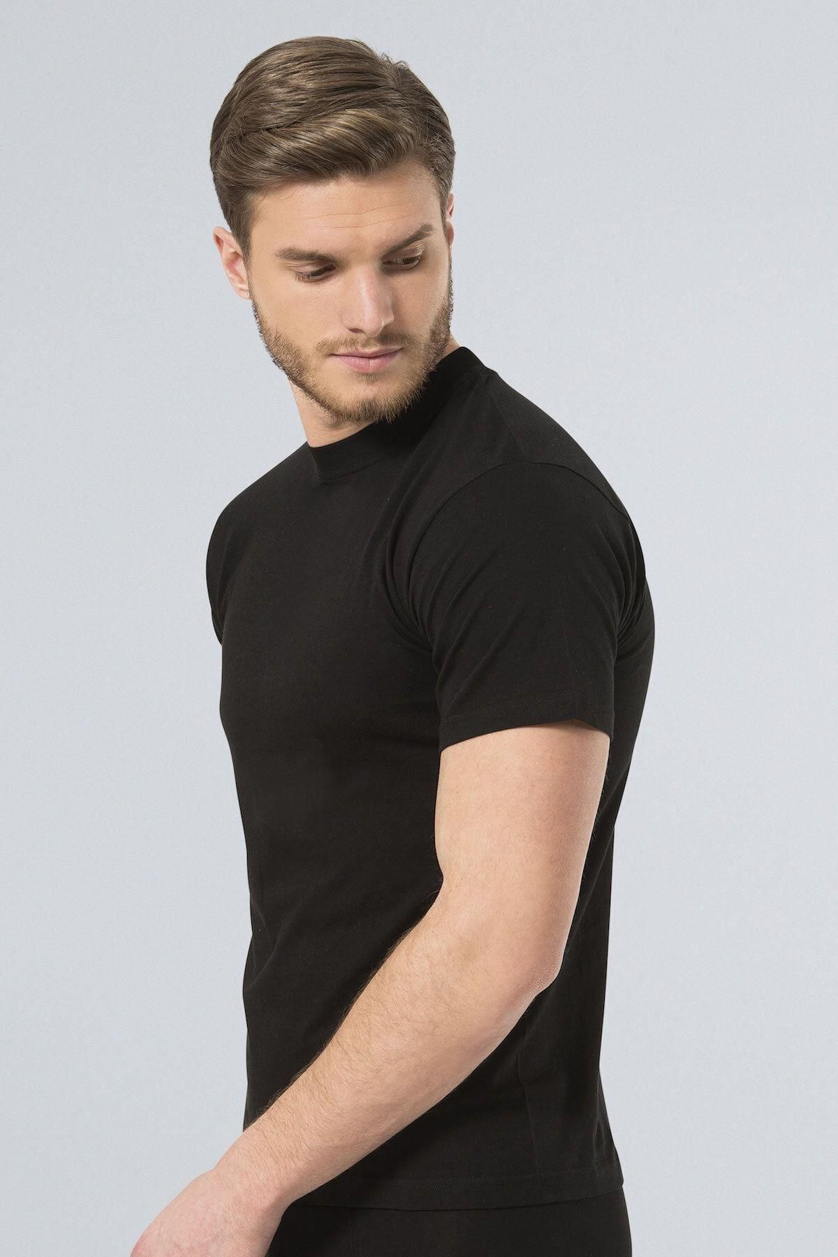 TÜREN-102 Black 2-Piece Men's Ribbed O-Neck Undershirt 2