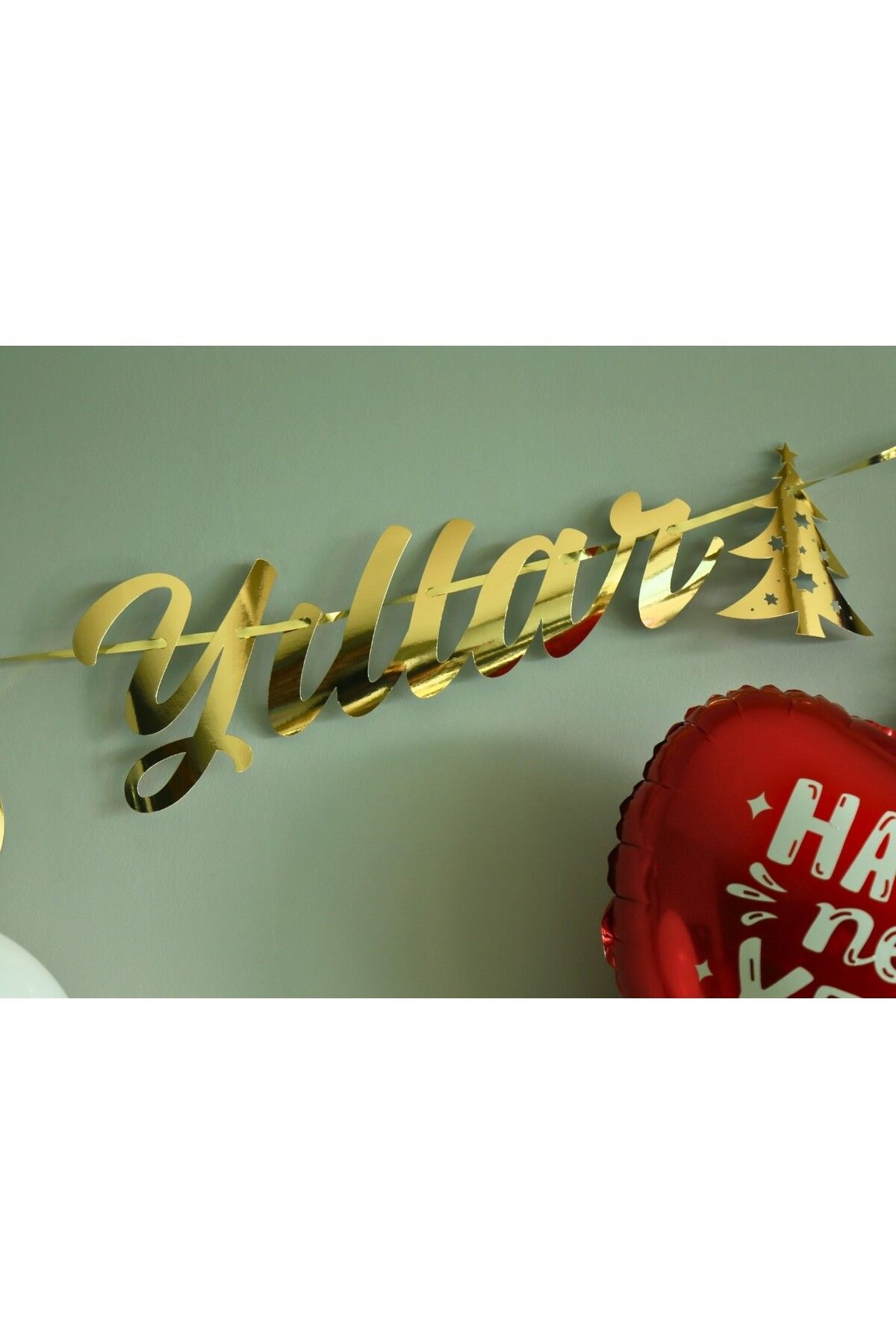 Organizasyon Pazarı-New Year's Party Ornament - Happy Birthday - Written Metallic Gold Banner Wall Ornament 3