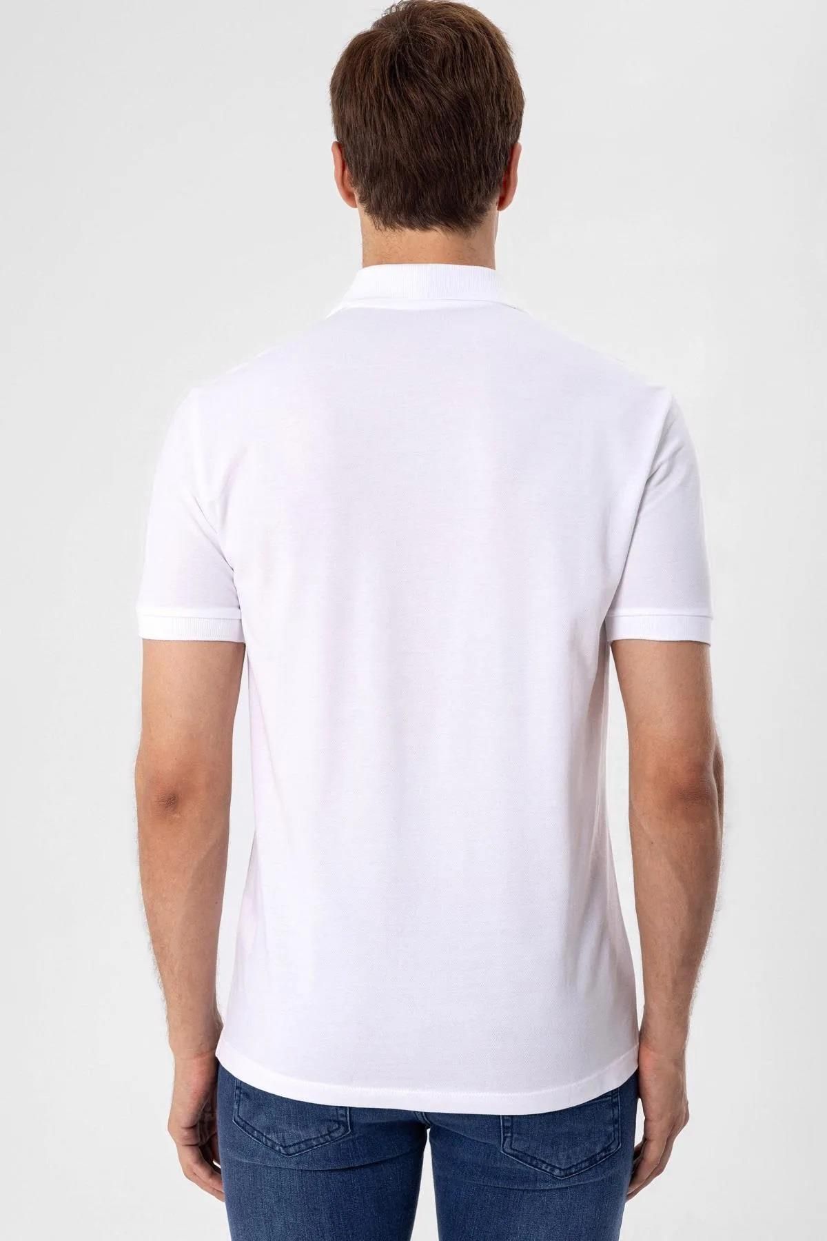 SÜVARİ-Tricou Dobby alb cu decor regulat 4