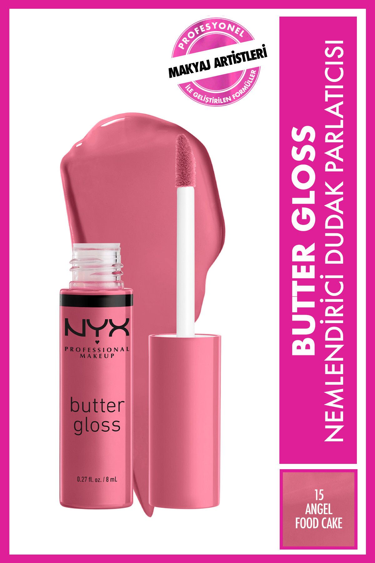 NYX Professional Makeup Dudak Parlatıcısı - Butter Gloss Angel Food Cake 15 G 800897828363-1