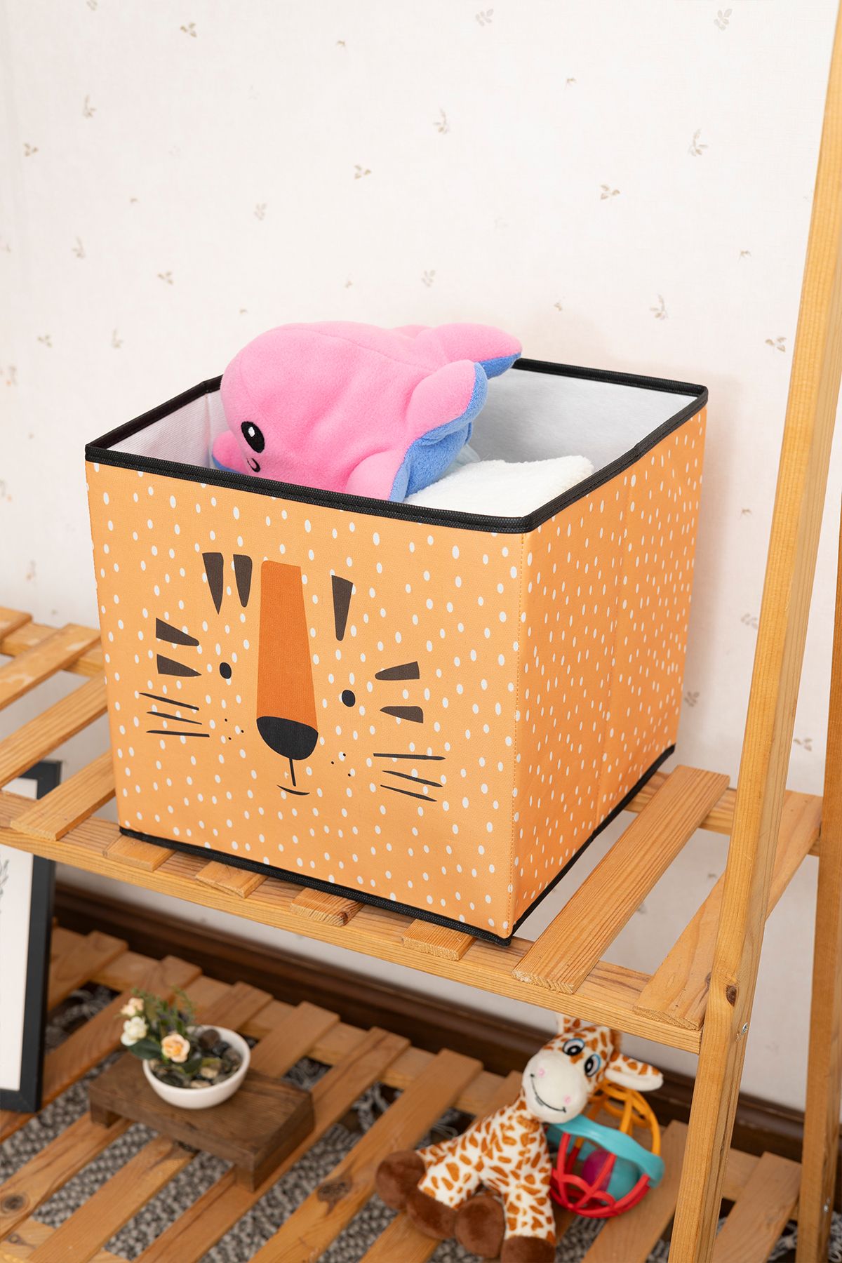 Rope Home-Tiger Printed Multi-Purpose Toy Storage Box Without Lid 30X30X30 2
