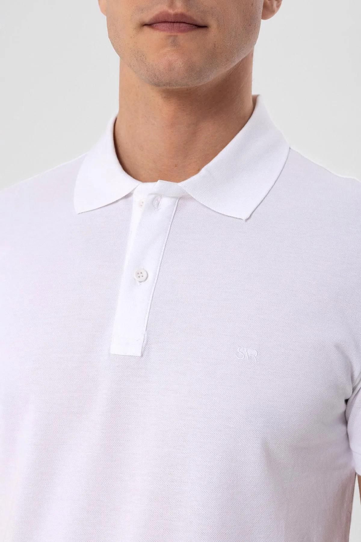 SÜVARİ-Tricou Dobby alb cu decor regulat 5