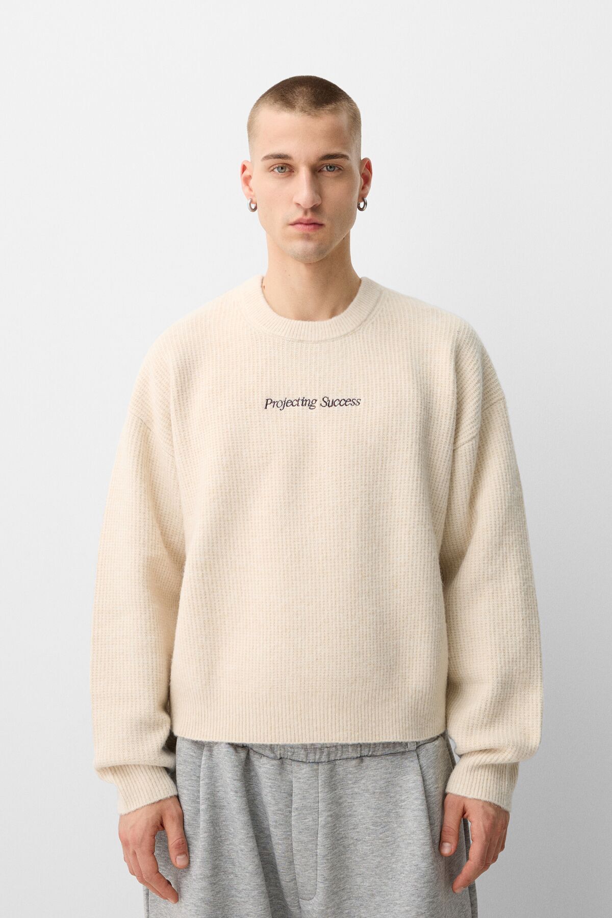 Bershka-Embroidered textured sweater 1