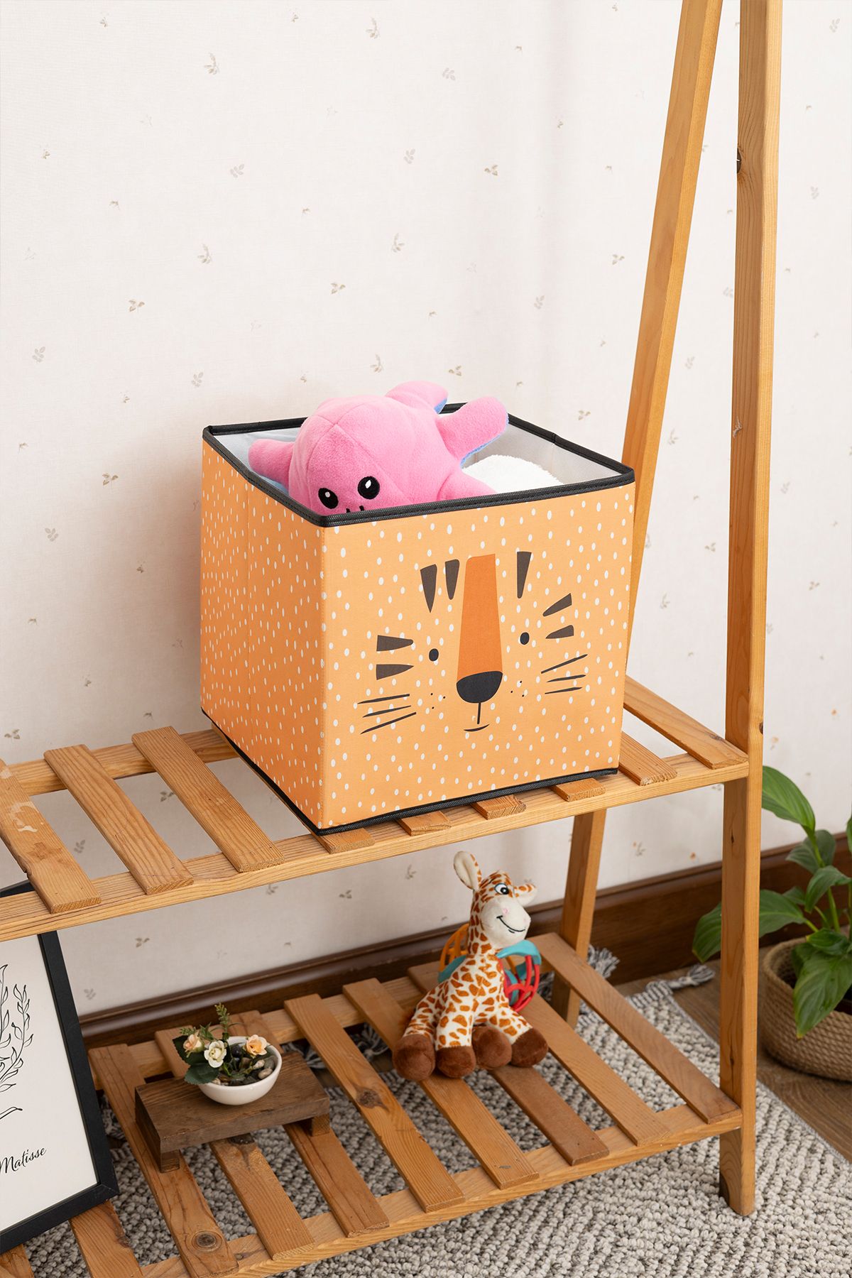 Rope Home-Tiger Printed Multi-Purpose Toy Storage Box Without Lid 30X30X30 3