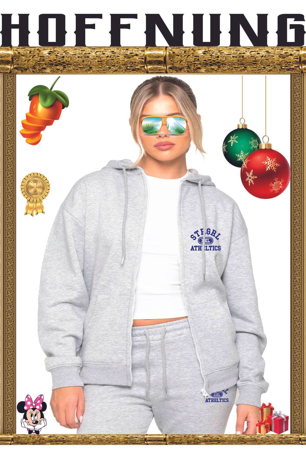 HOFFNUNG Full Zip 3 Iplık Flash WORST BEHAVIOUR BLUE Kapüşonlu Sweatshirt Takımı