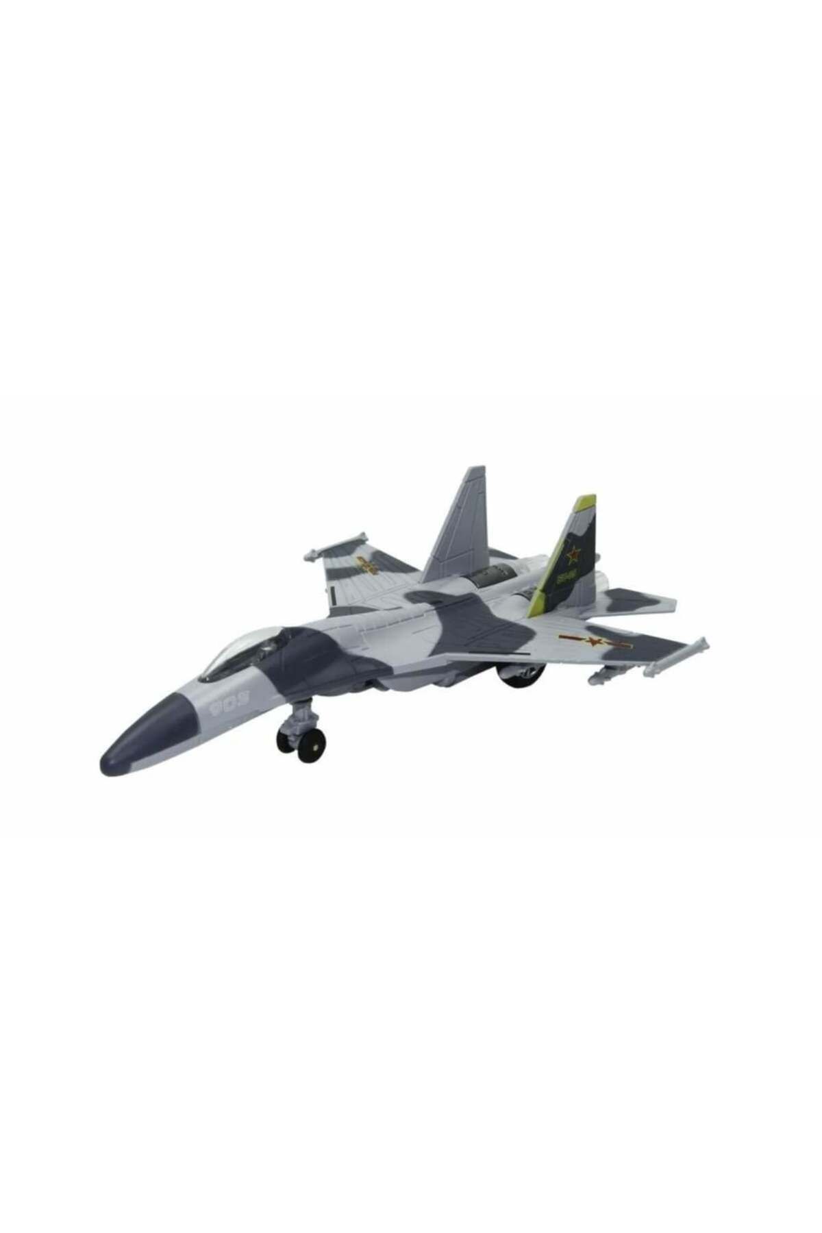 Easy Tedarik HW77717 Çek Bırak Metal Uçak Sesli Işıklı Gri