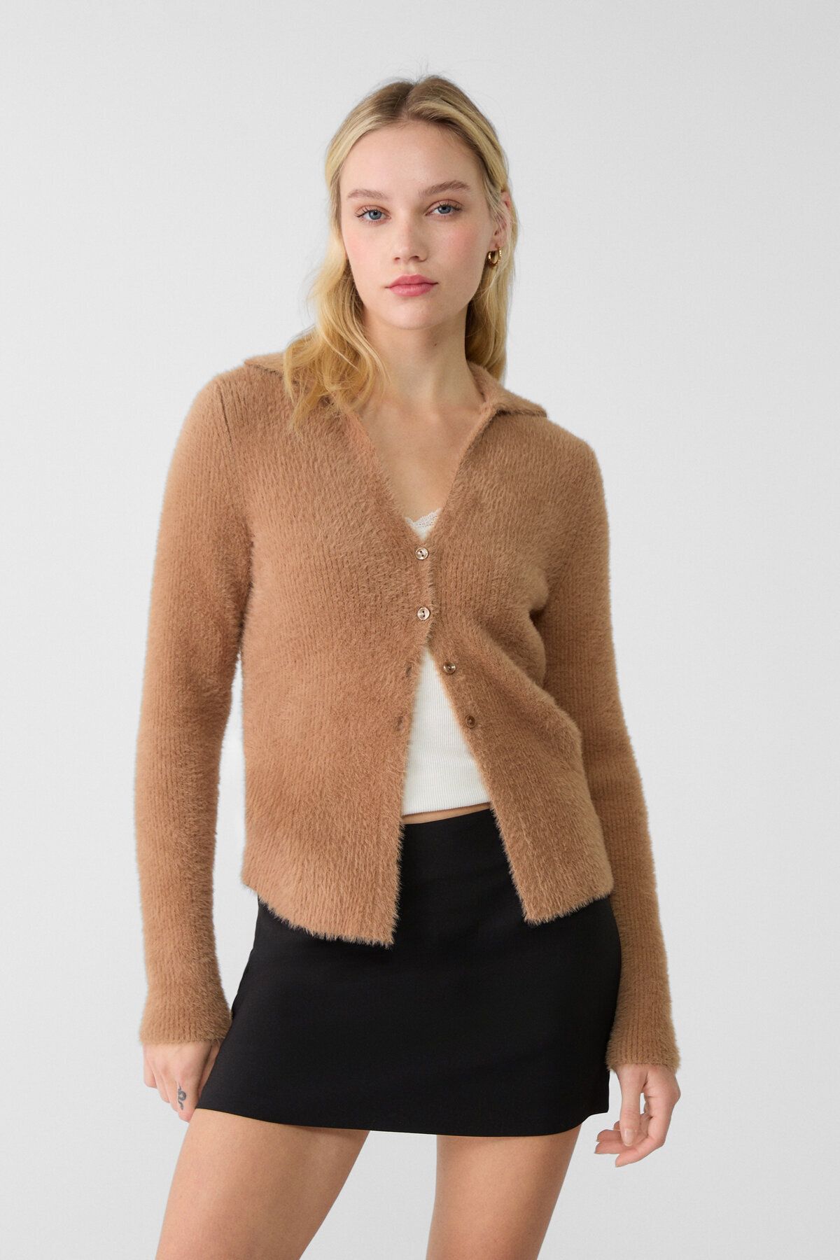 Stradivarius-Jacket with Artificial Fur and Buttons on the Front 1