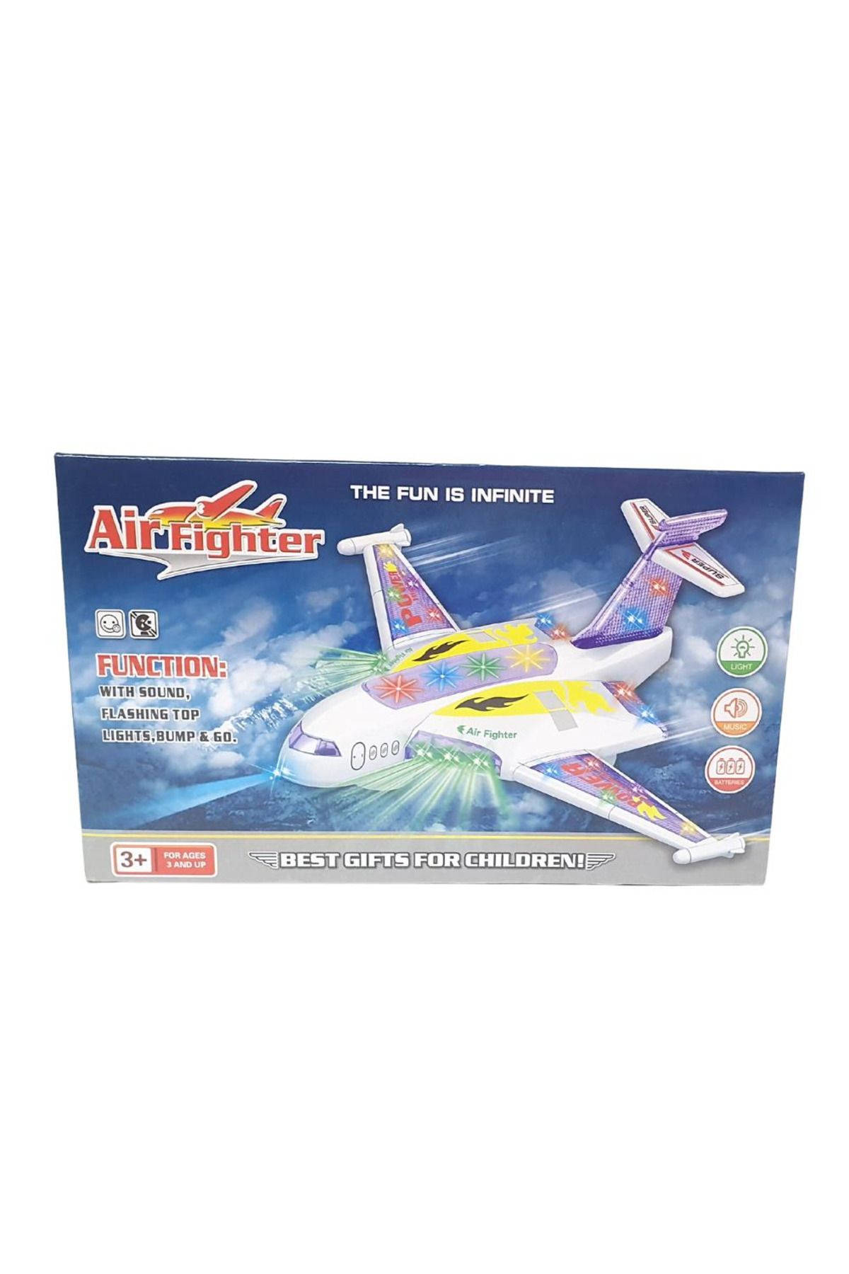 Easy Tedarik Yerde Gezen Işıklı Sesli Çarp Dön Savaş Uçak 37x27 Cm A836
