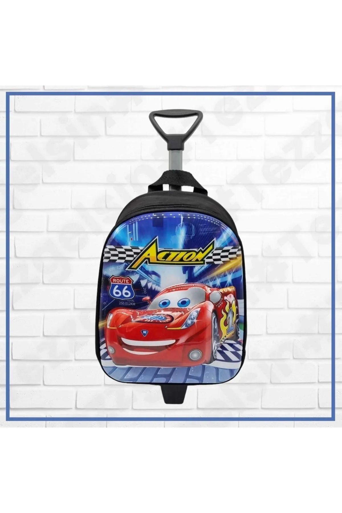 Trg-Nursery Kindergarten Children with Squeegee Wheels Action Cars Race Car 5D Embossing Back School Bag 4