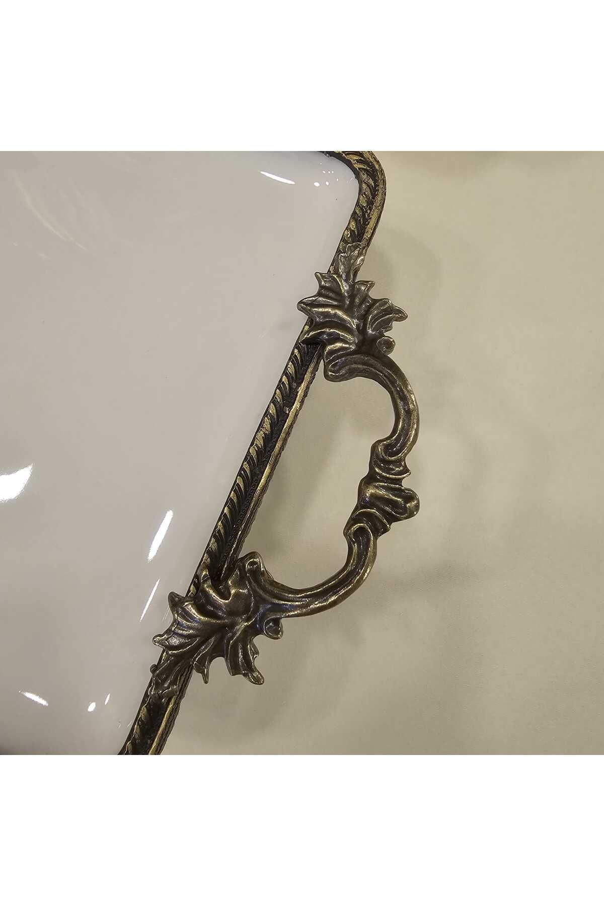 MaviDamla-Antique Yellow 5 Piece Porcelain Presentation Set with Handles - Edge Frame 4