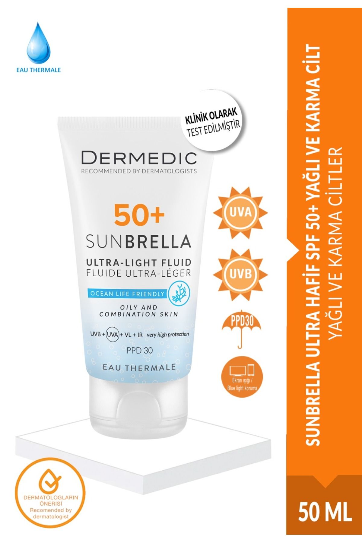 DERMEDIC SUNBRELLA YAĞLI VE KARMA ULTRA HAFİF SPF 50+